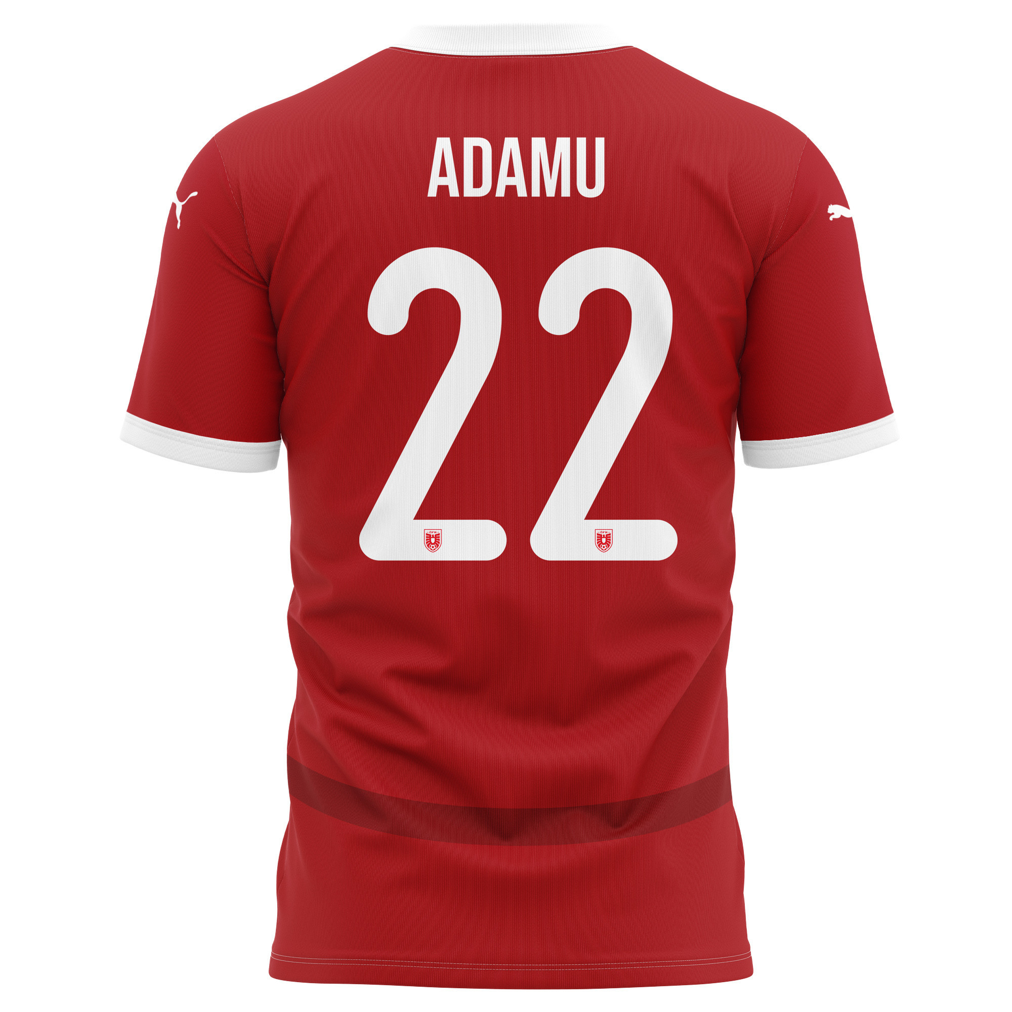 Junior Adamu 22 Austria National Team 2024/25 Home Kits AOP T-shirt - Red