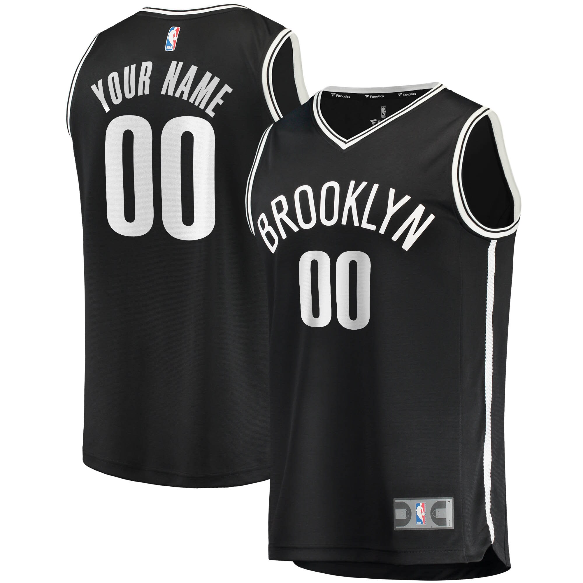 Brooklyn Nets Fanatics Fast Break Custom Replica Jersey Black - Icon Edition