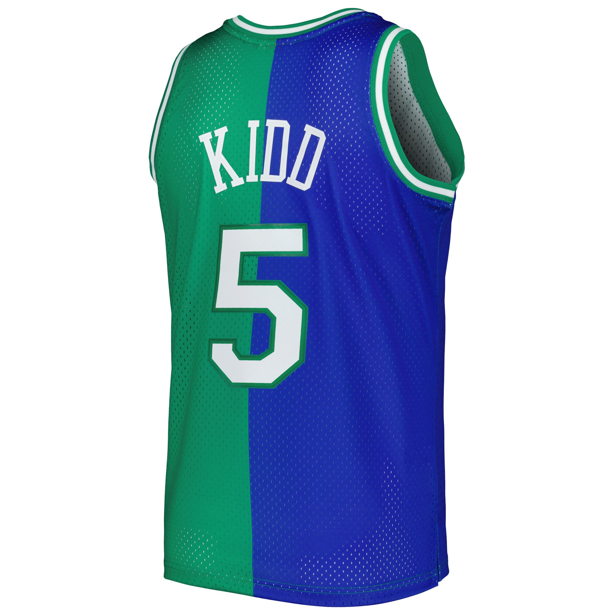 Jason Kidd Dallas Mavericks Mitchell & Ness Hardwood Classics 1994\/95 Split Swingman Jersey - Blue\/Green