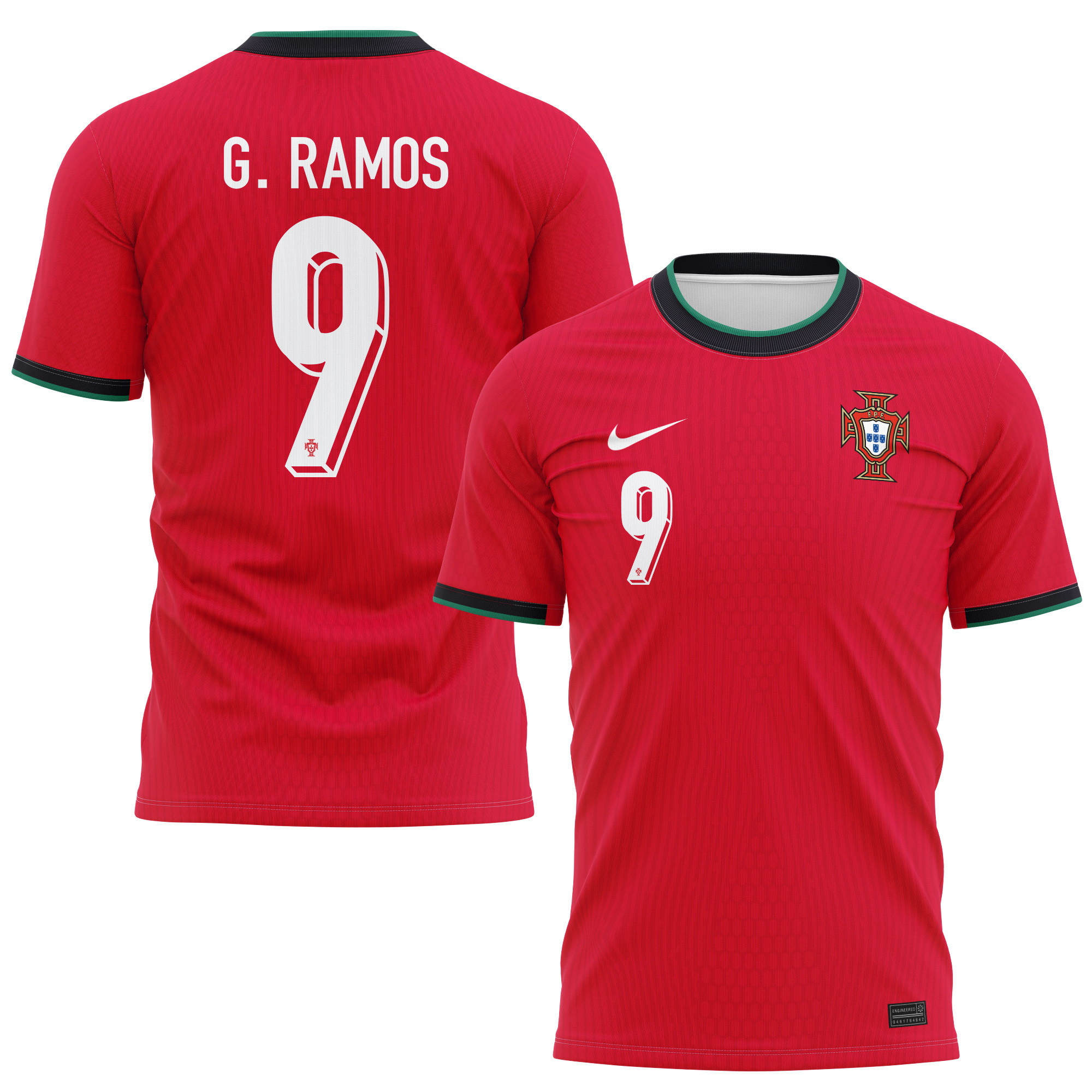 Gonçalo Ramos 9 Portugal National Team 2024/25 Home Kits AOP T-shirt - Red