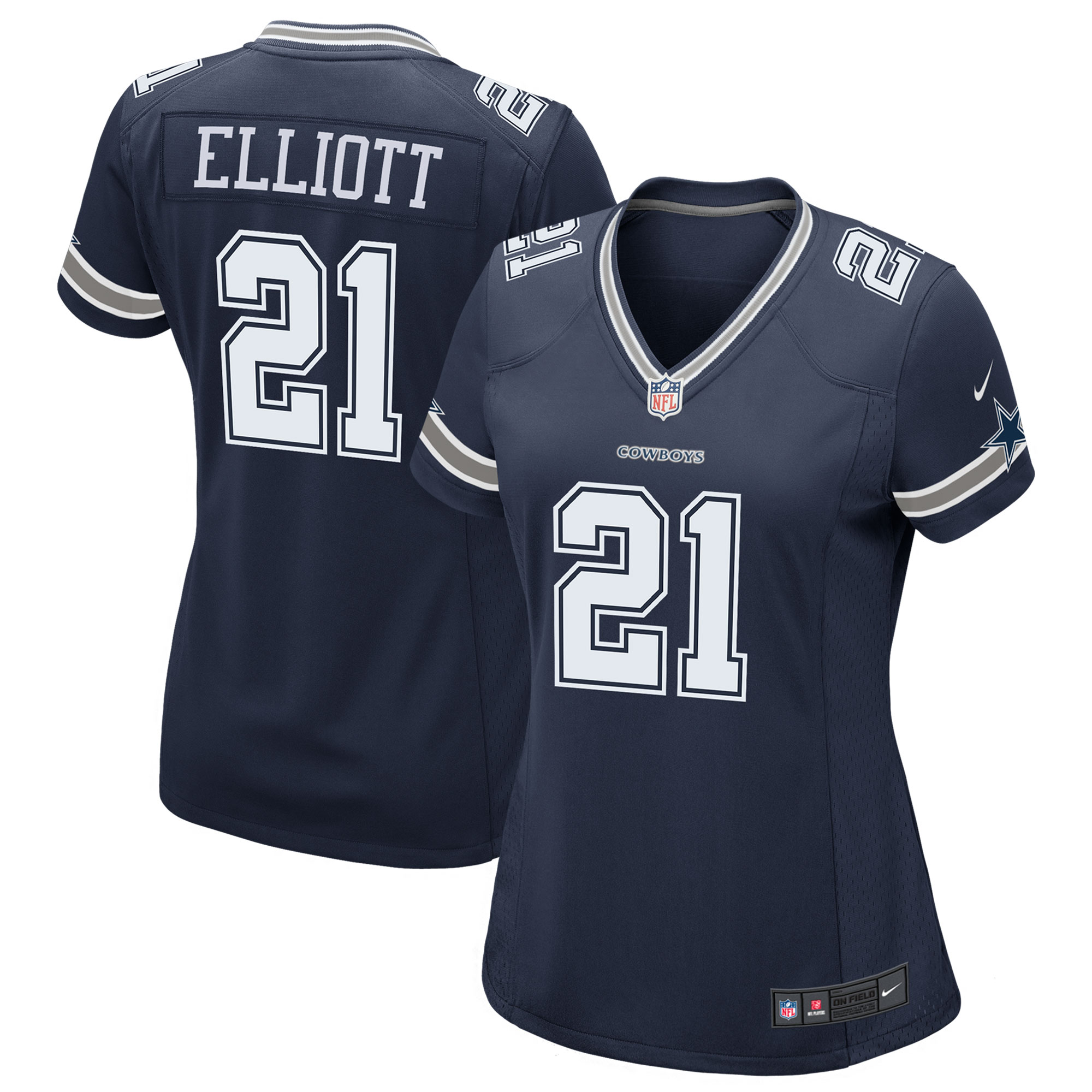 Ezekiel Elliott Dallas Cowboys  Women's Game Team Jersey - Navy