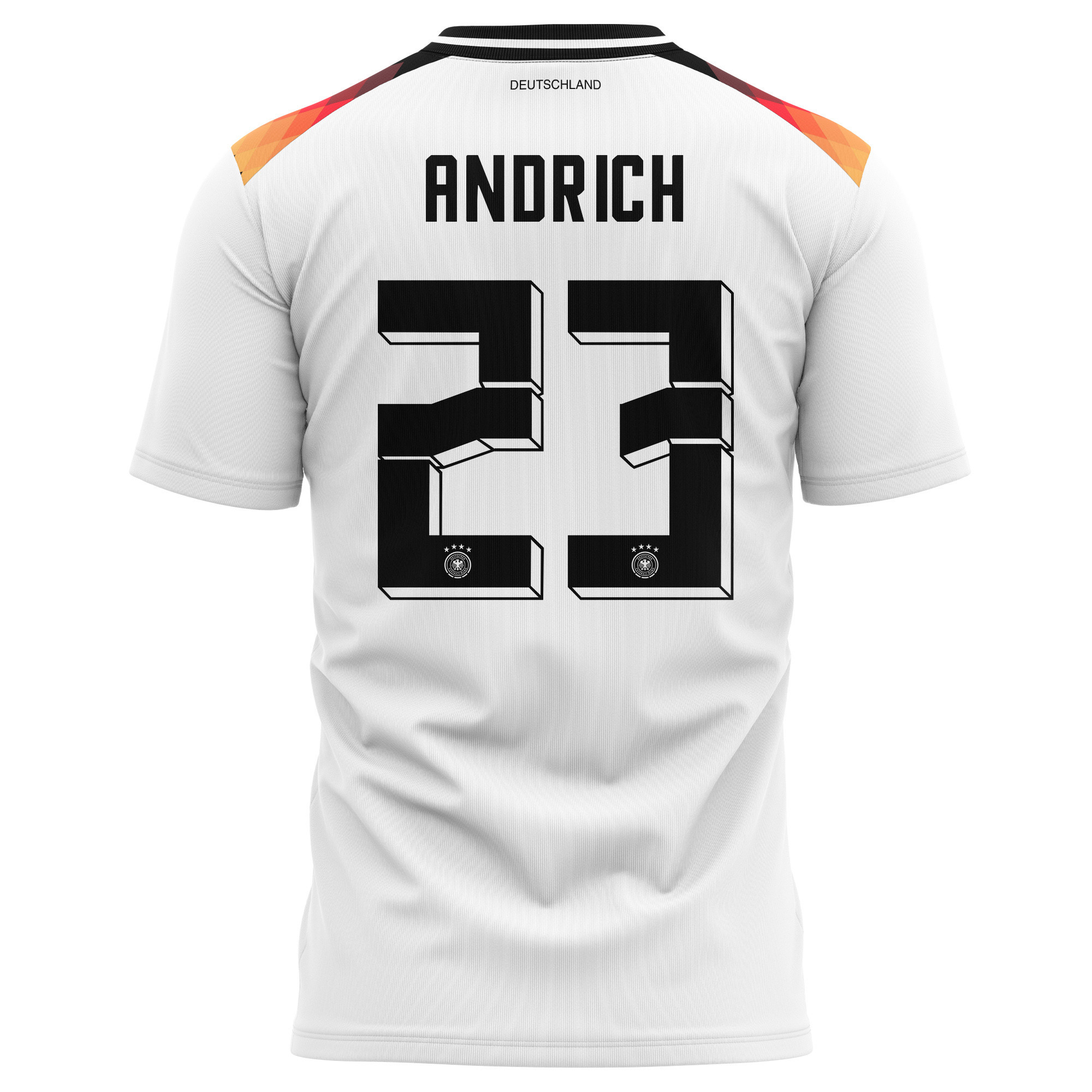 Robert Andrich 23 Germany National Team 2024 Home Kits AOP T-shirt - White