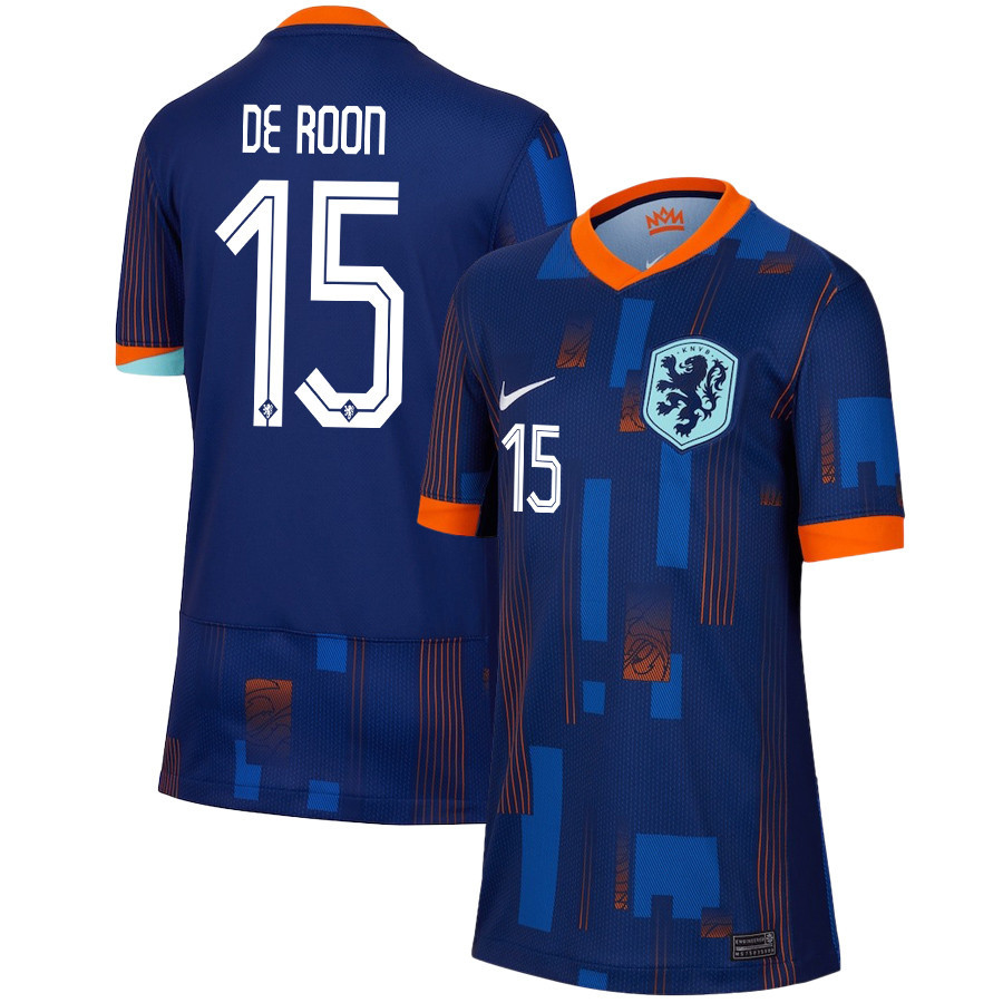 Marten de Roon 15 Netherlands National Team 2024/25 Away YOUTH Jersey - Navy
