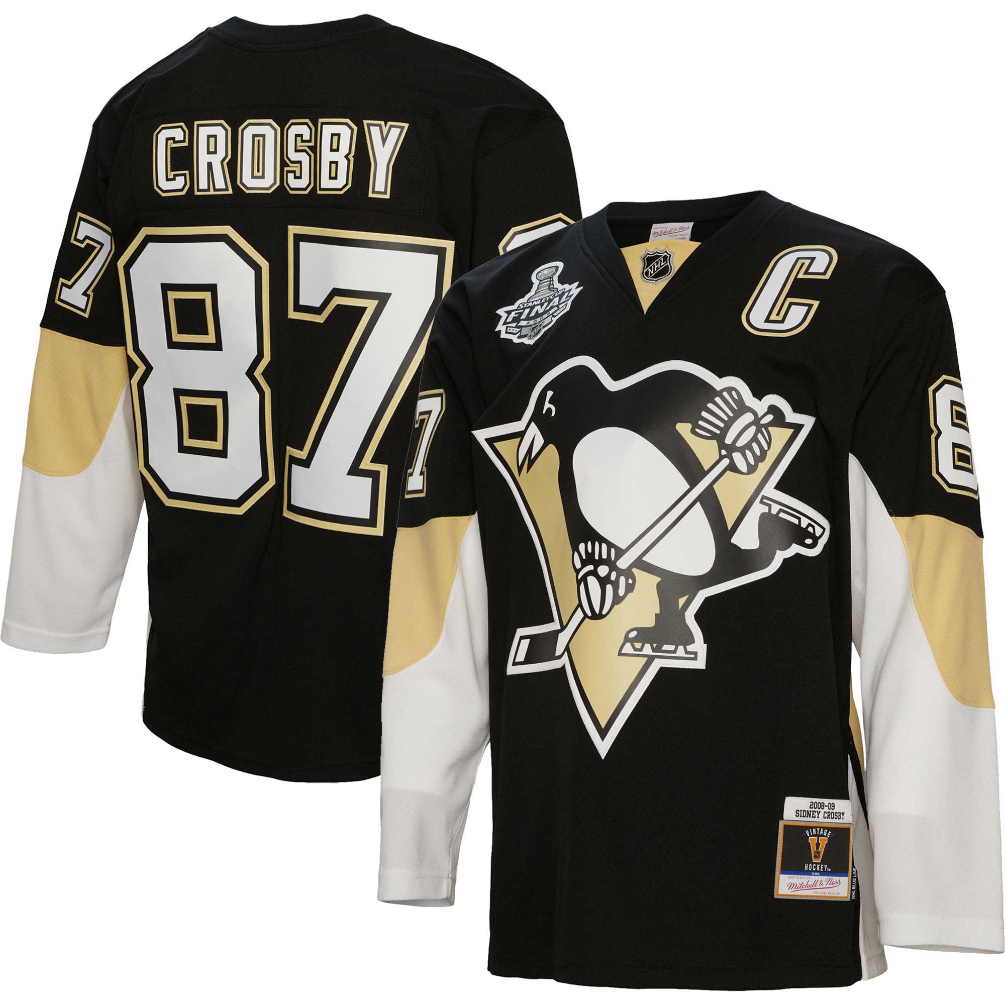 Sidney Crosby Pittsburgh Penguins Mitchell & Ness Captain Patch 2008\/09 Blue Line Player Jersey - Black