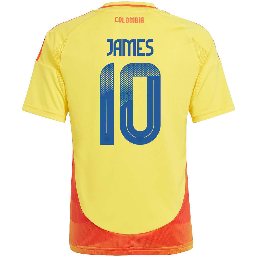 James Rodríguez 10 Colombia National Team 2024/25 Home YOUTH Jersey - Yellow
