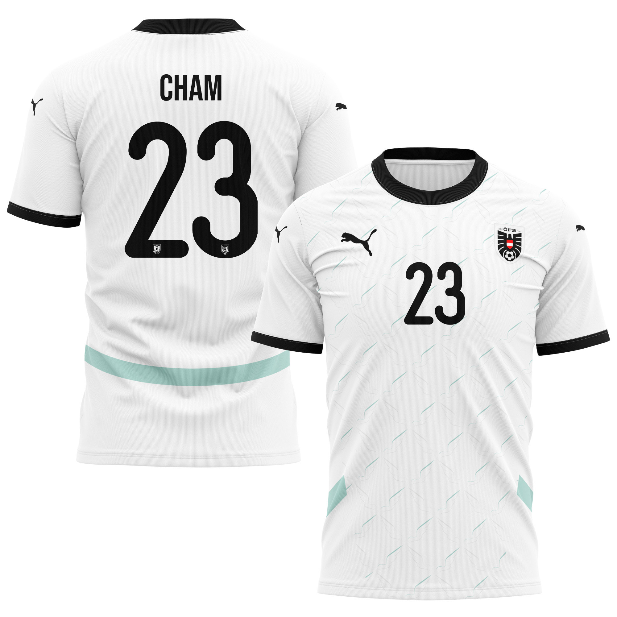 Muhammed Cham 23 Austria National Team 2024/25 Away Kits AOP T-shirt - White