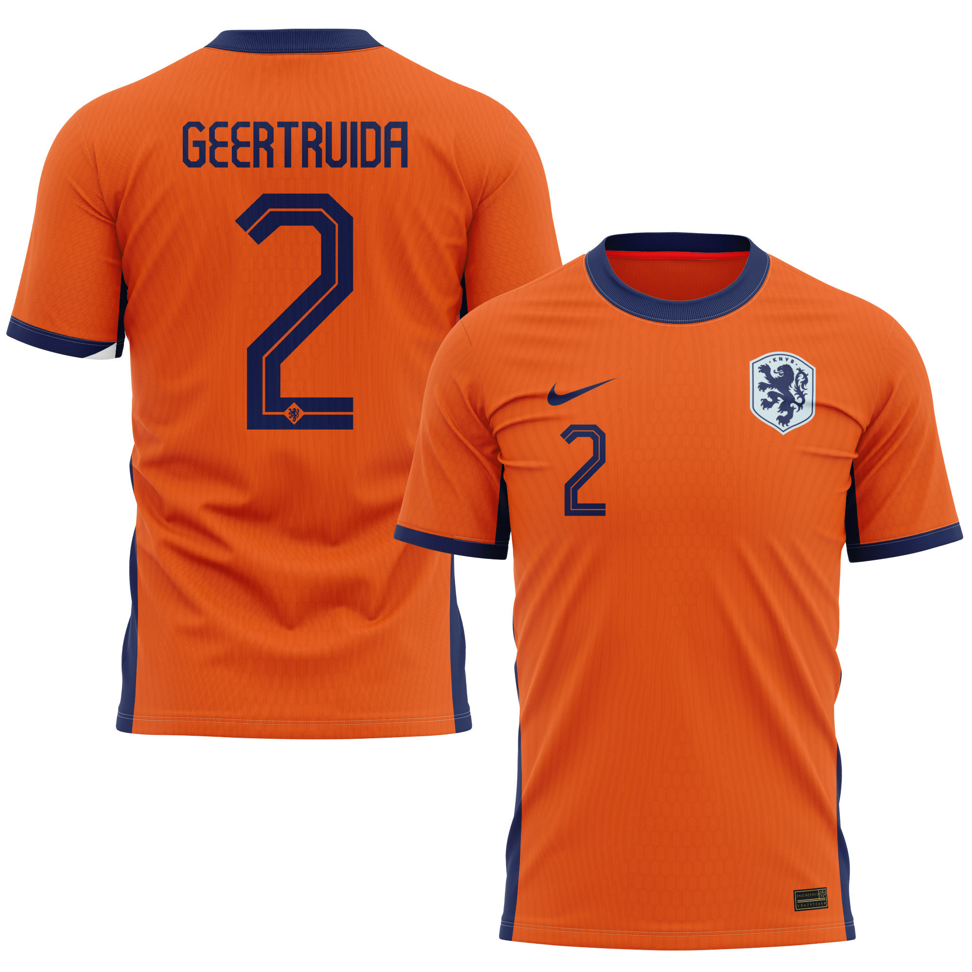 Lutsharel Geertruida 2 Netherlands National Team 2024 Home Kits AOP T-shirt - Orange