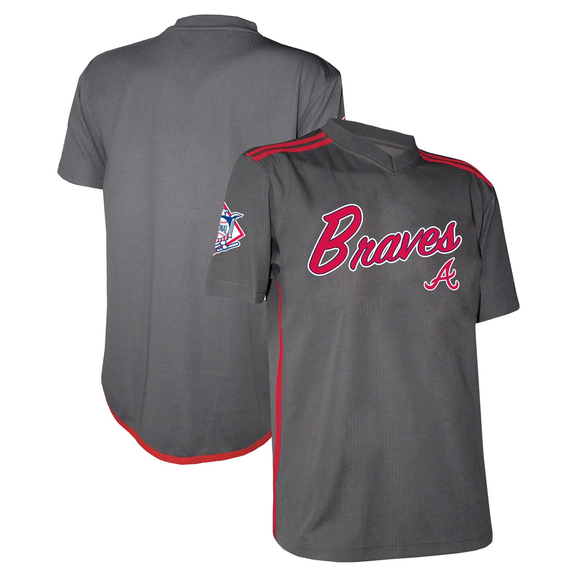 Atlanta Braves Stitches Youth Team V-Neck Jersey - Charcoal