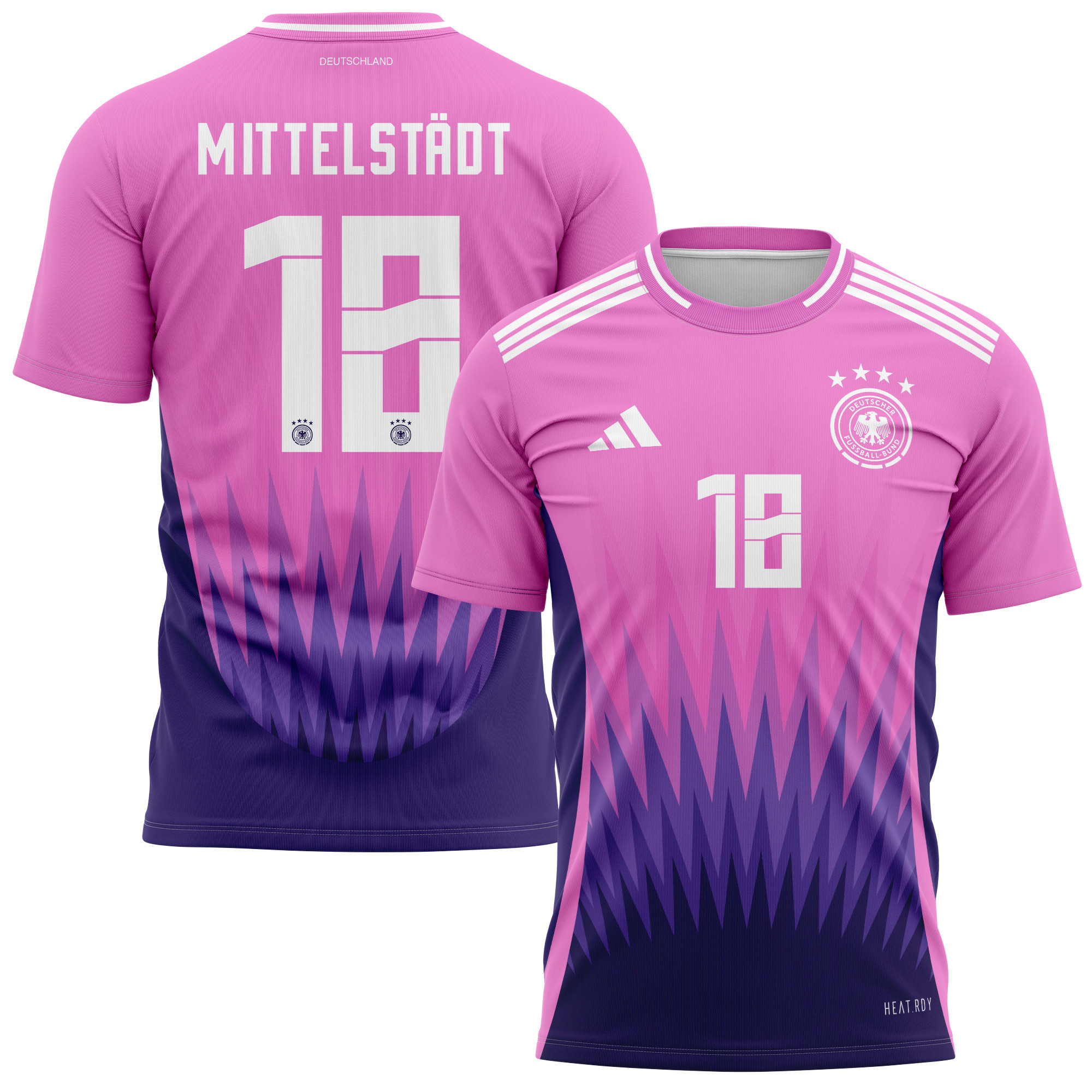 Maximilian Mittelstädt 18 Germany National Team 2024 Away Kits AOP T-shirt - Purple