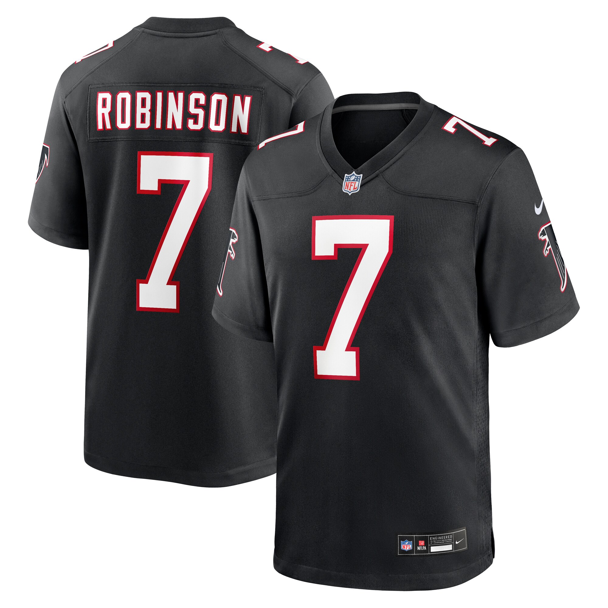 Bijan Robinson Atlanta Falcons  2023 NFL Draft First Round Pick Throwback Game Jersey - Black