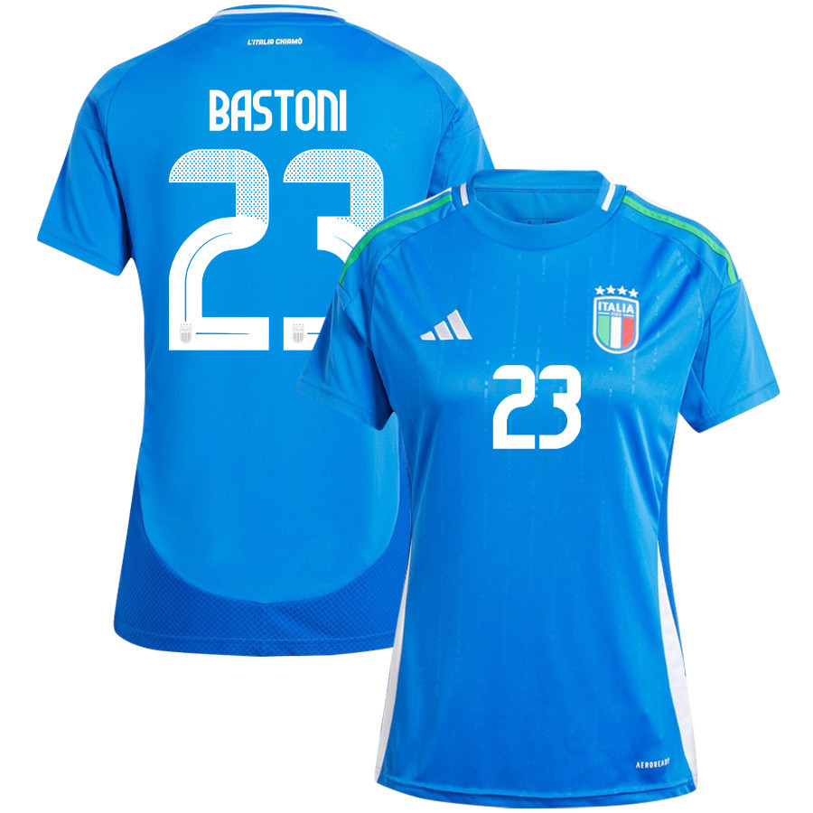 Alessandro Bastoni 23 Italy National Team 2024/25 Home Women Jersey - Blue