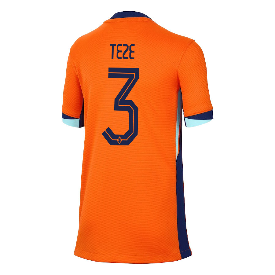 Jordan Teze 3 Netherlands National Team 2024/25 Home YOUTH Jersey - Orange