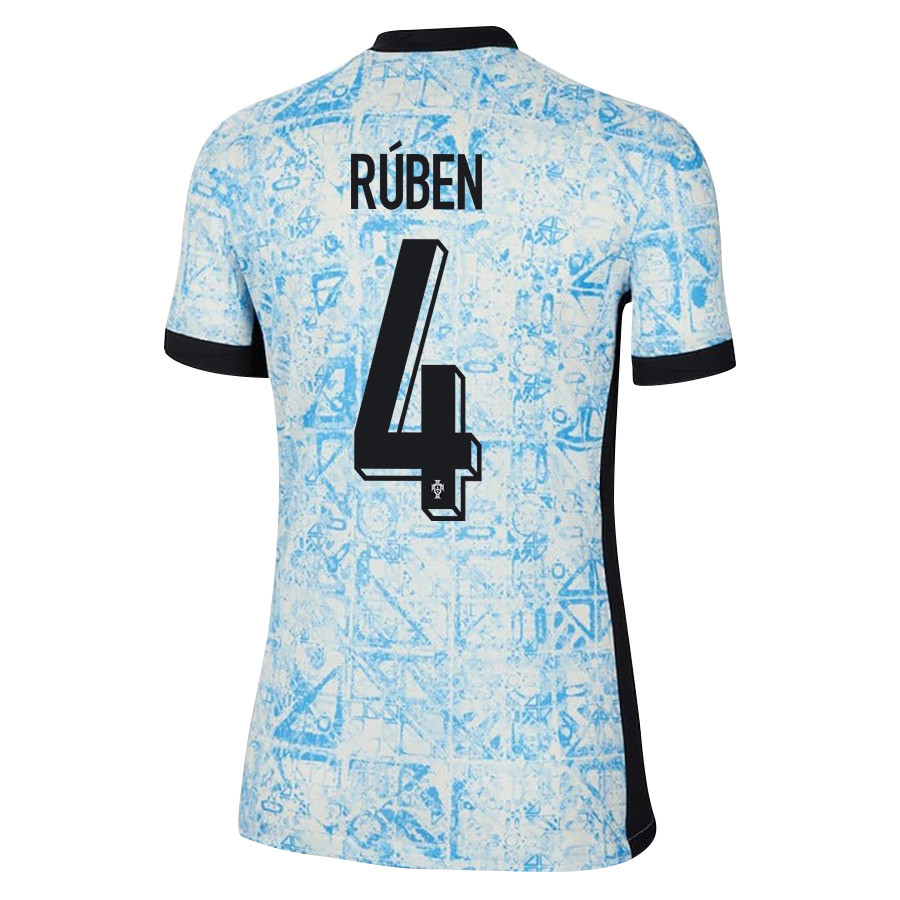 Rúben Dias 4 Portugal National Team 2024/25 Away WOMEN Jersey - Cream/Blue