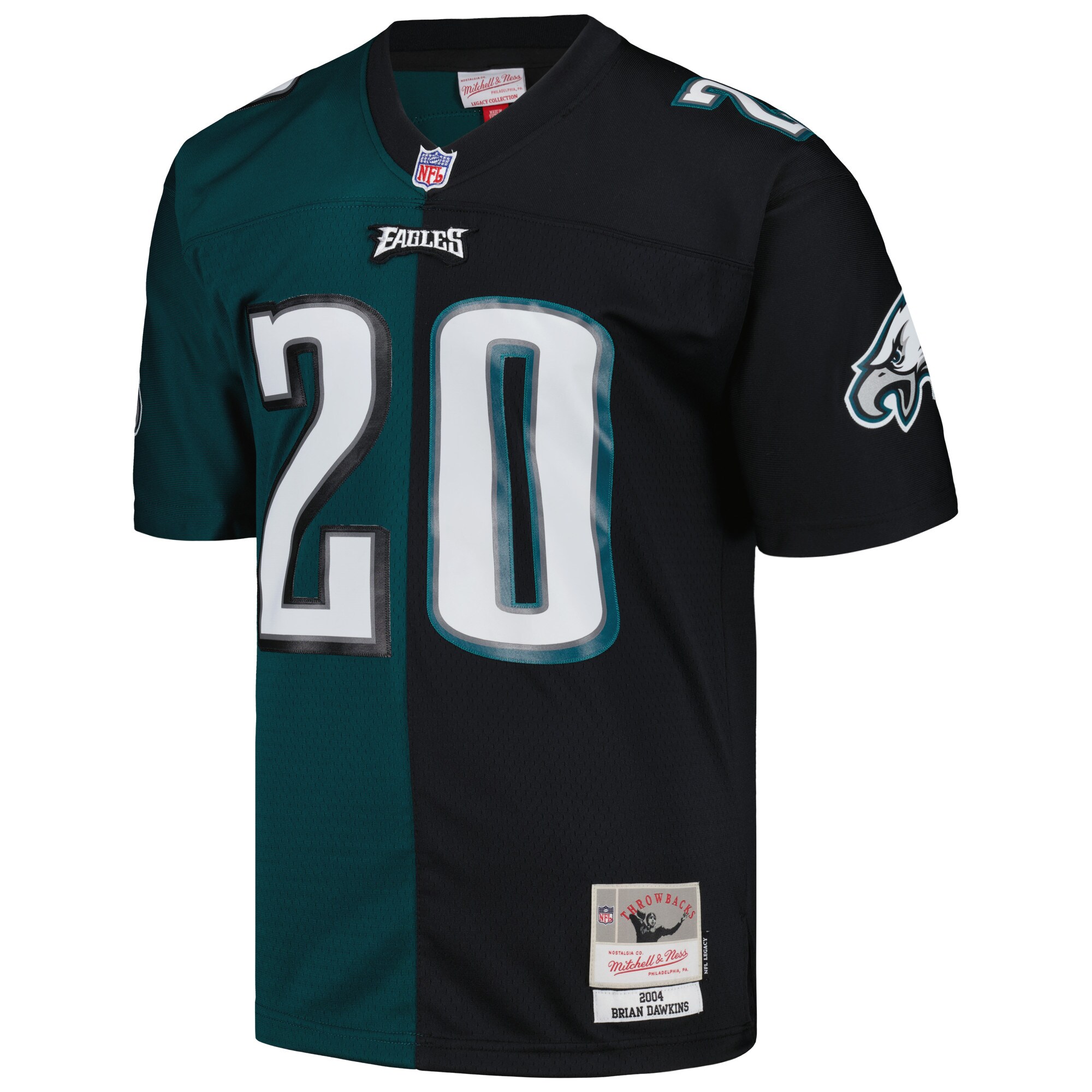 Brian Dawkins Philadelphia Eagles Mitchell & Ness 2004 Split Legacy Replica Jersey - Midnight Green\/Black