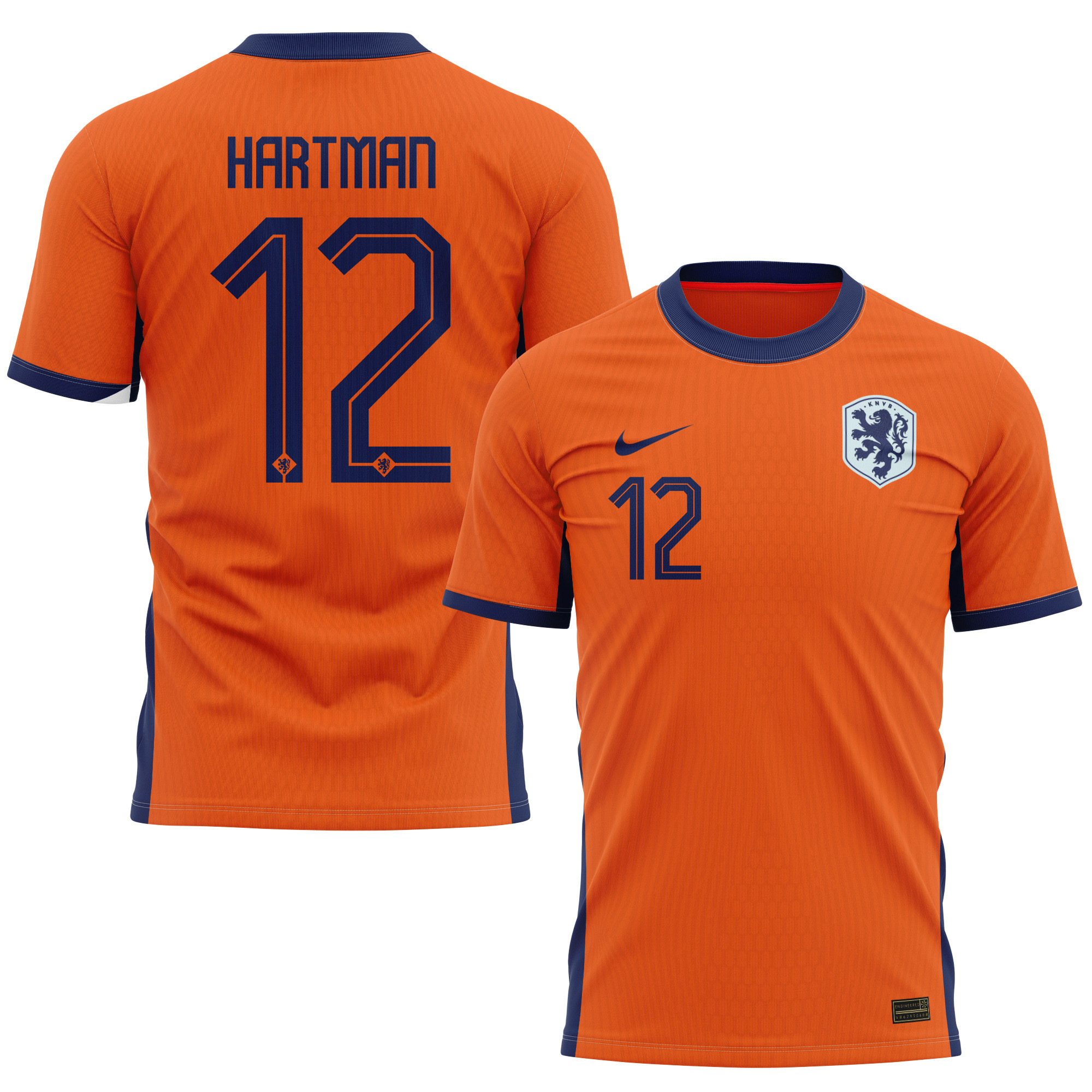 Quilindschy Hartman 12 Netherlands National Team 2024 Home Kits AOP T-shirt - Orange