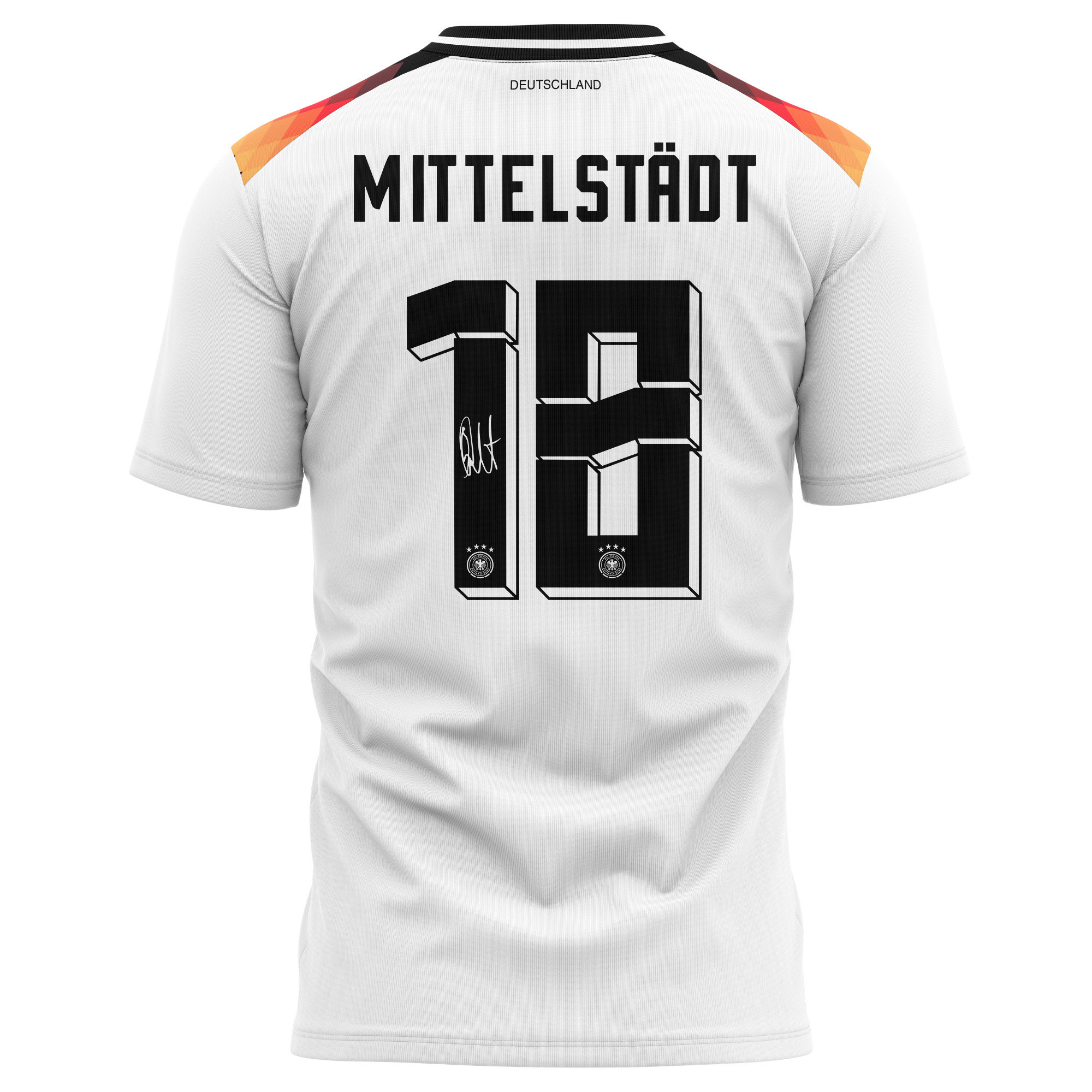 Maximilian Mittelstädt 18 Signed Germany National Team 2024 Home Kits AOP T-shirt Autographed- White