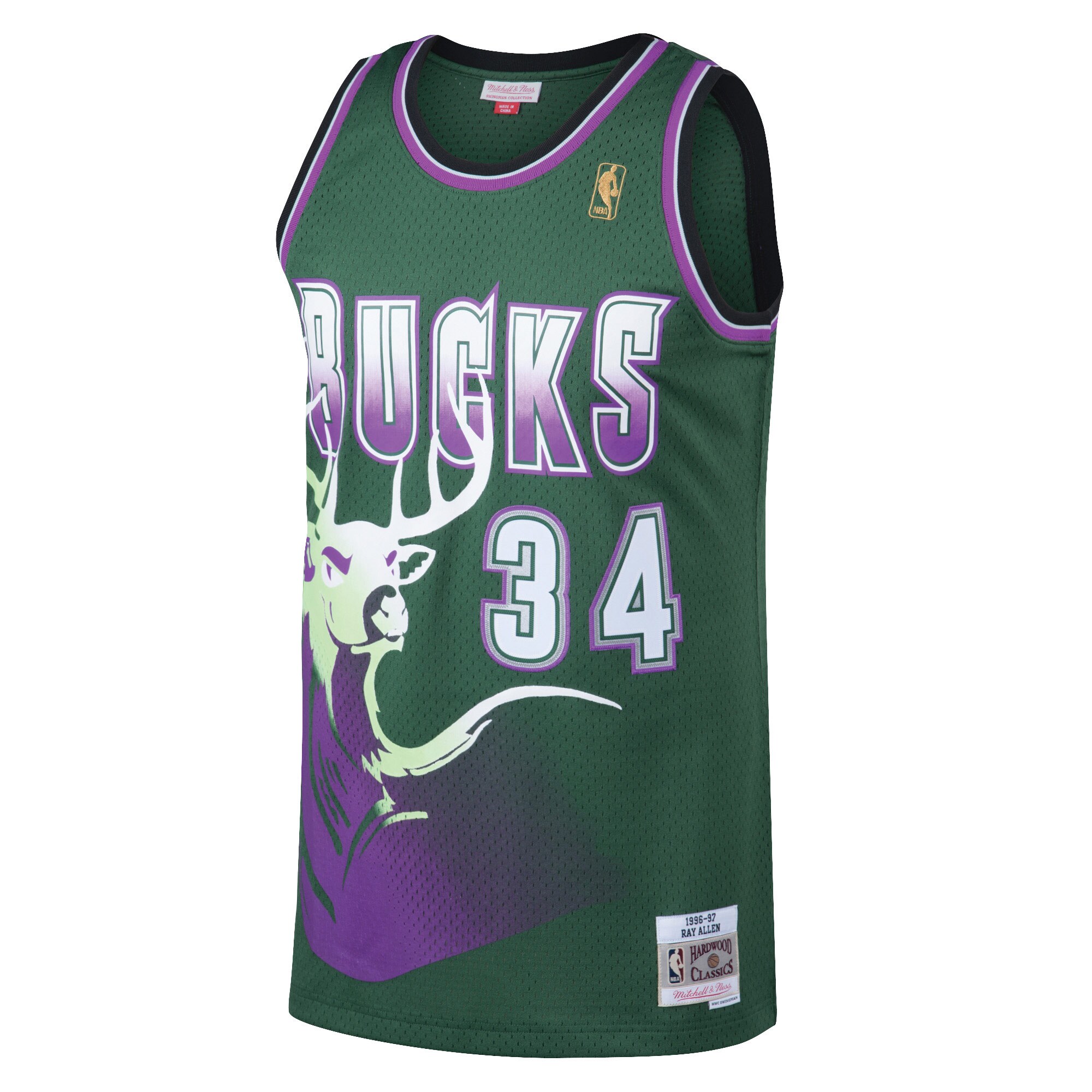 Ray Allen Milwaukee Bucks Mitchell & Ness 1996\/97 Hardwood Classics Swingman Jersey - Kelly Green