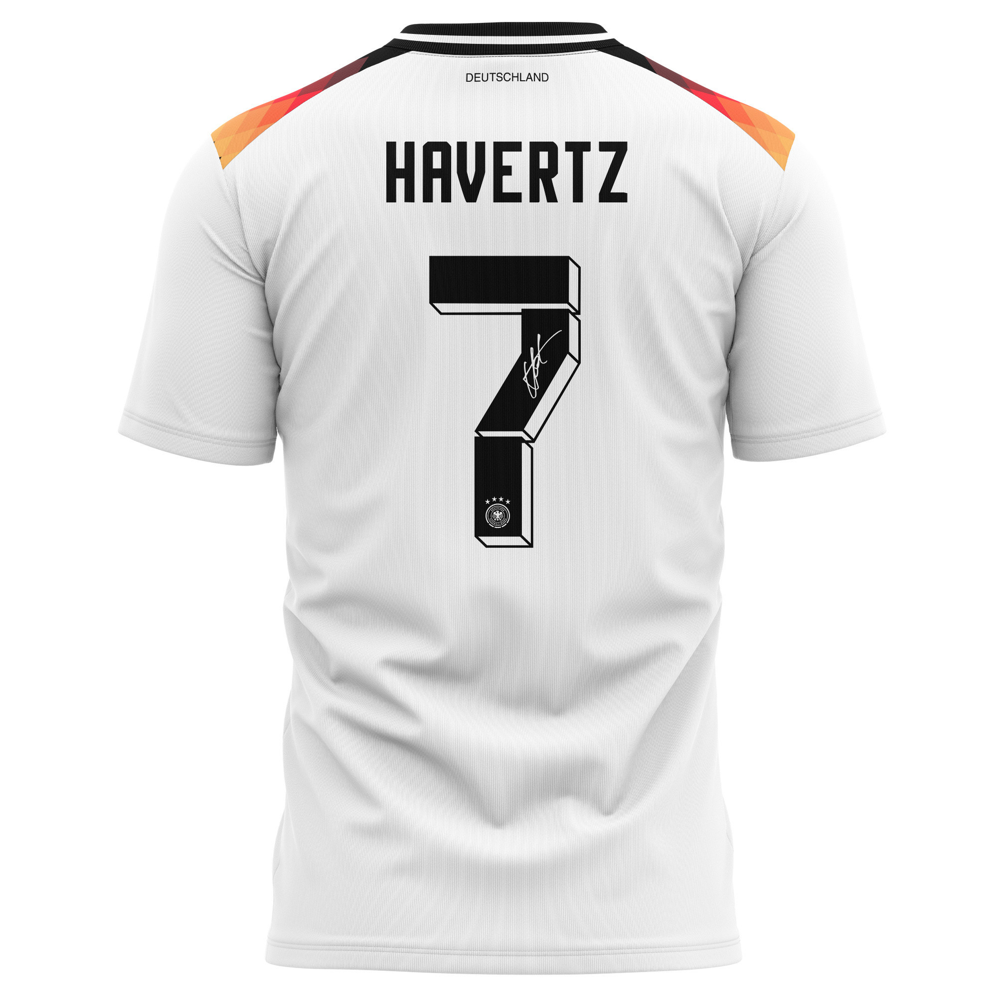 Kai Havertz 7 Signed Germany National Team 2024 Home Kits AOP T-shirt Autographed- White