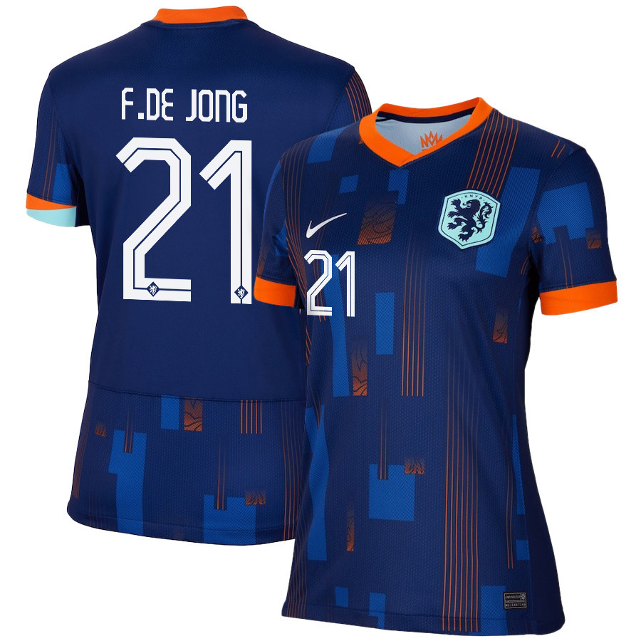 Frenkie de Jong 21 Netherlands National Team 2024/25 Away WOMEN Jersey - Navy