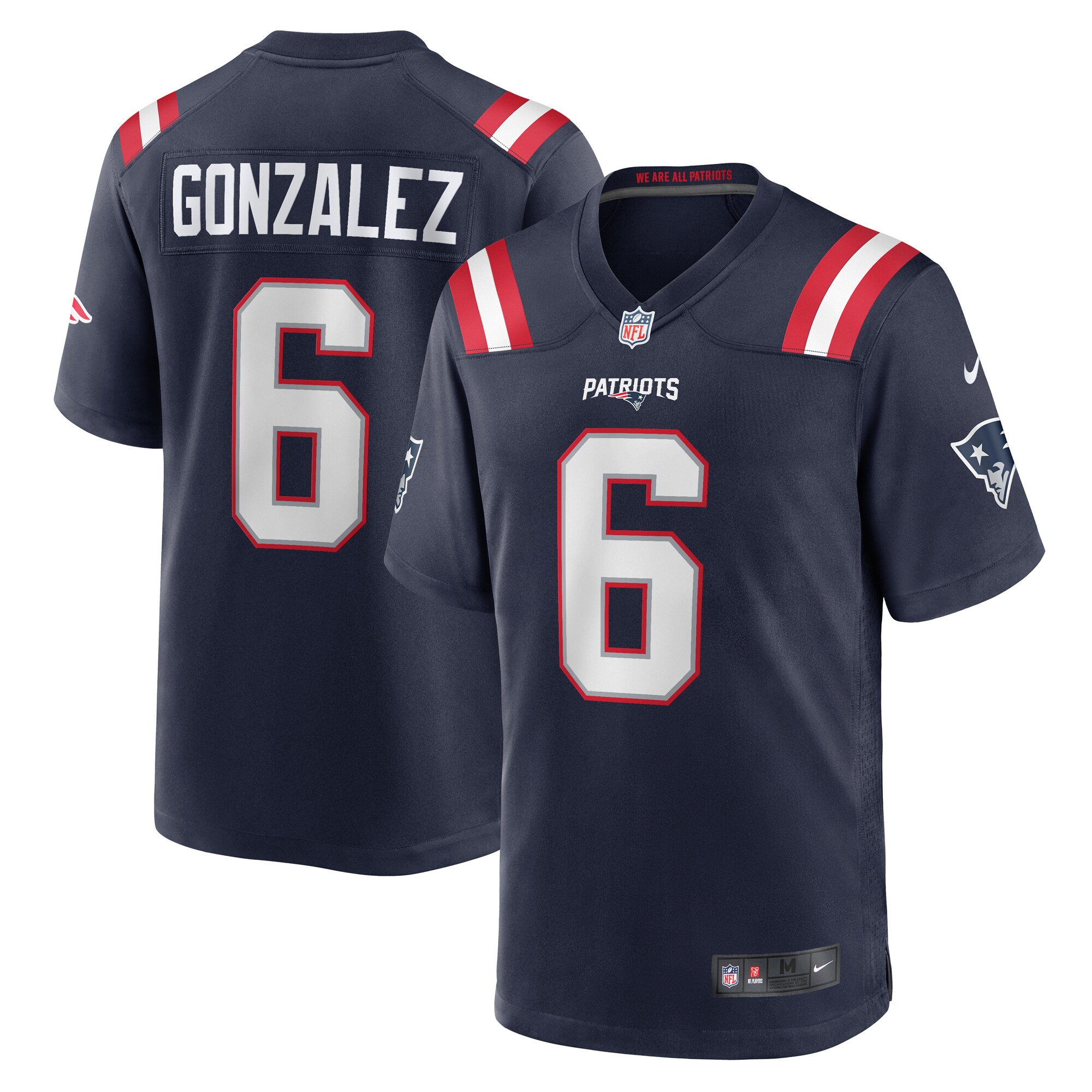 Christian Gonzalez New England Patriots  Team Game Jersey -  Navy