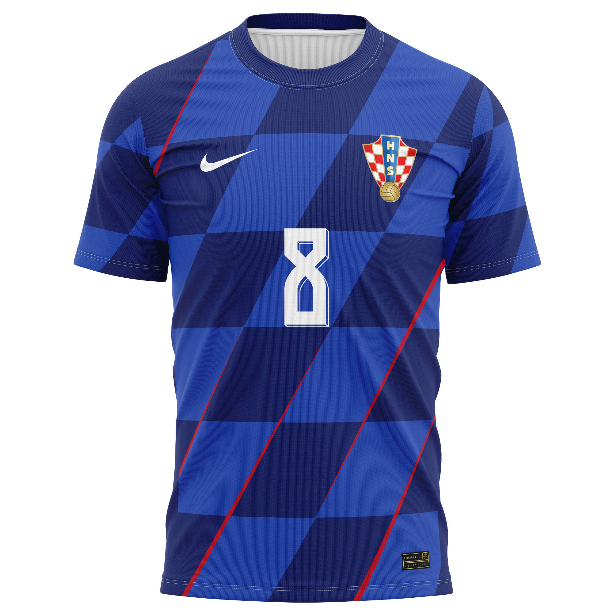 Mateo Kovačić 8 Signed Croatia National Team 2024/25 Away Kits AOP T-shirt Autographed - Navy