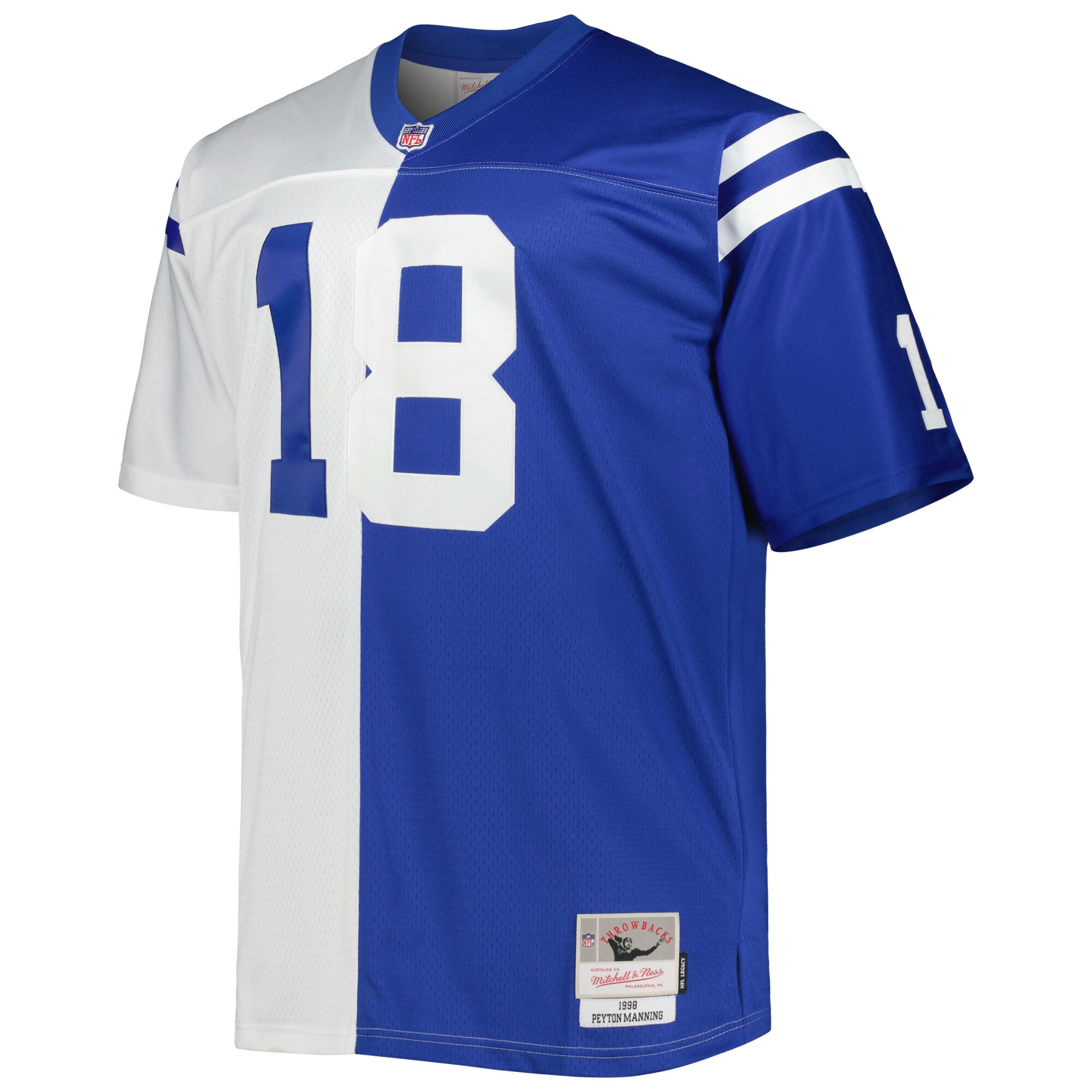 Peyton Manning Indianapolis Colts Mitchell & Ness Big & Tall Split Legacy Retired Player Replica Jersey - White\/Royal