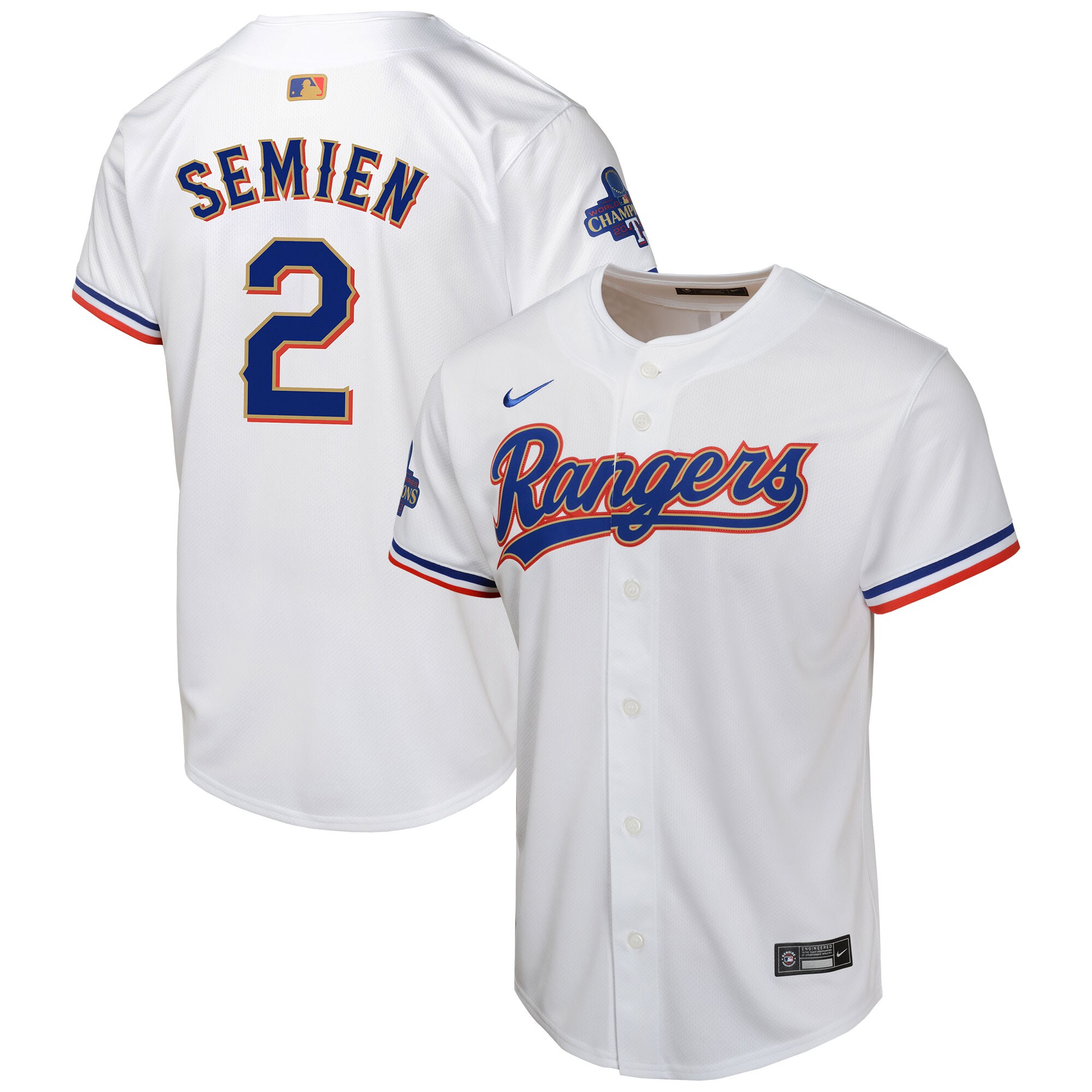 Marcus Semien Texas Rangers  Youth 2024 Gold Collection Limited Player Jersey\u00c2\u00a0\u00e2\u20ac\u201c White