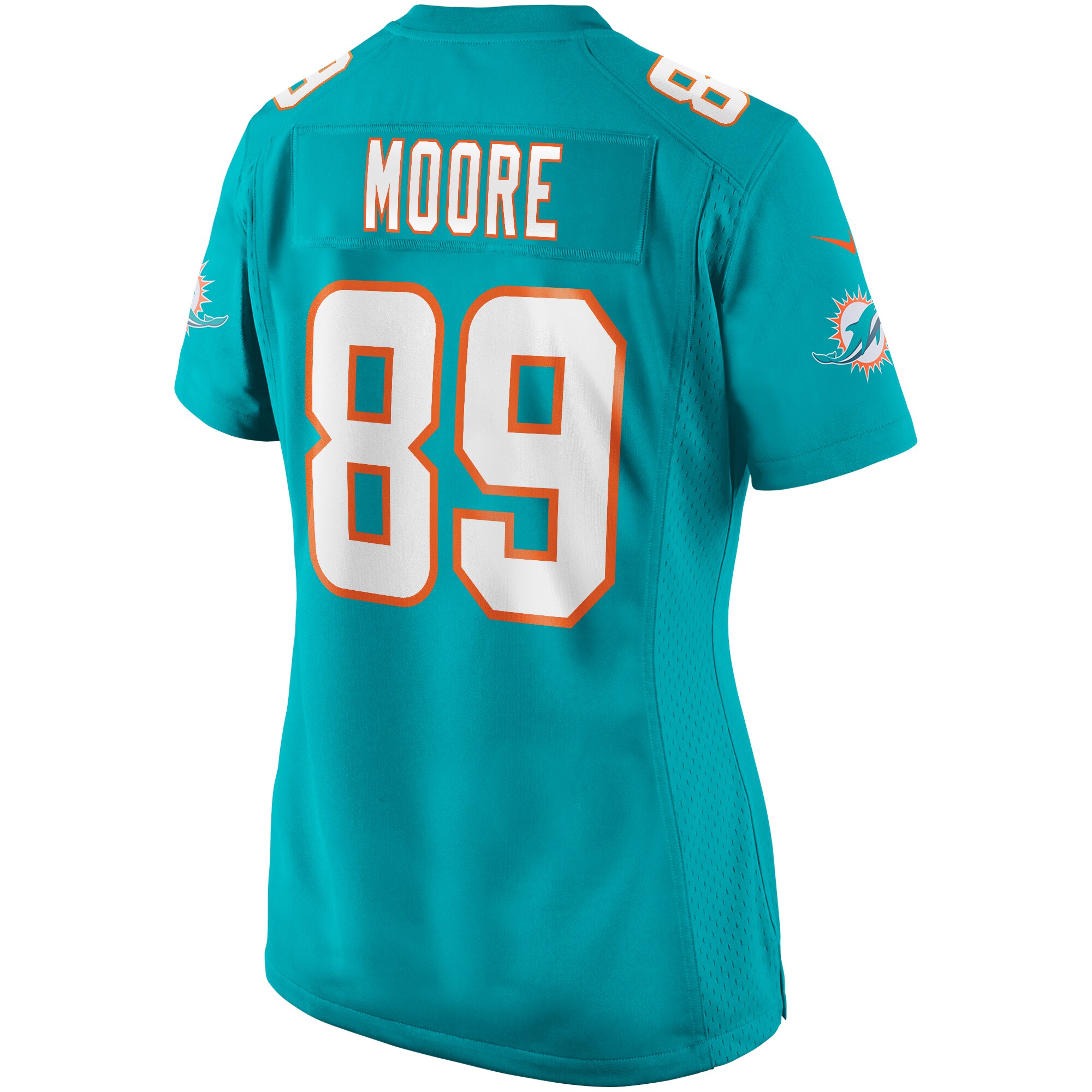 Nat Moore Miami Dolphins  Women's Game Retired Player Jersey - Aqua