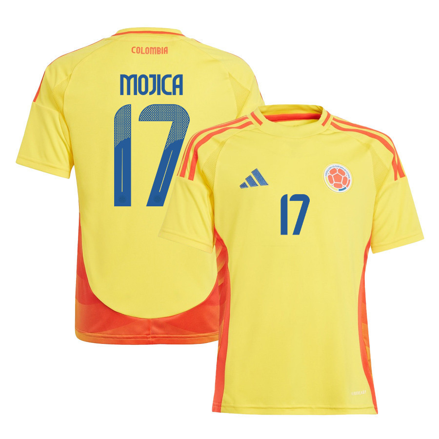 Johan Mojica 17 Colombia National Team 2024/25 Home YOUTH Jersey - Yellow