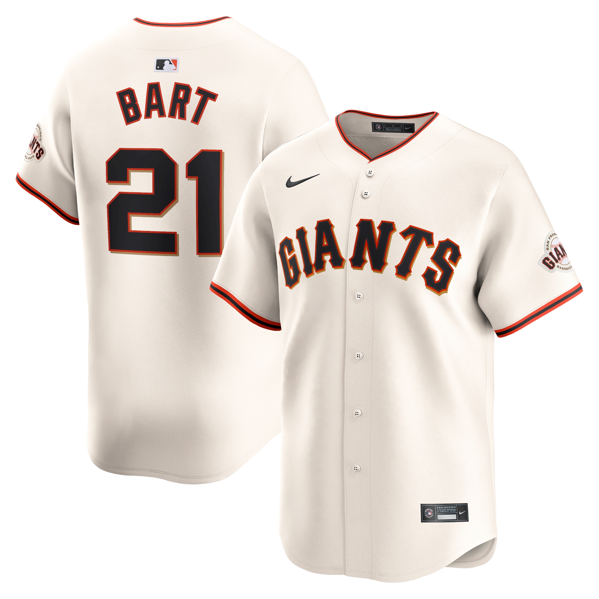 Joey Bart San Francisco Giants  Home Limited Player Jersey - Cream