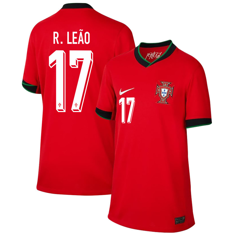 Rafael Leão 17 Portugal National Team 2024/25 Home YOUTH Jersey - Red