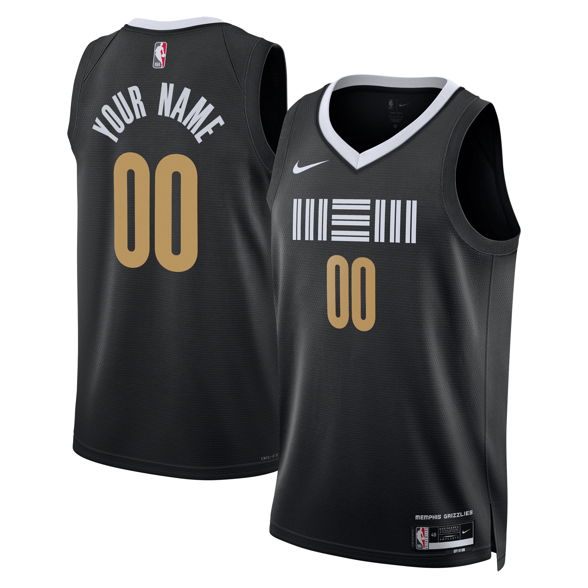 Memphis Grizzlies  Unisex 2023\/24 Custom Swingman Jersey - Black - City Edition