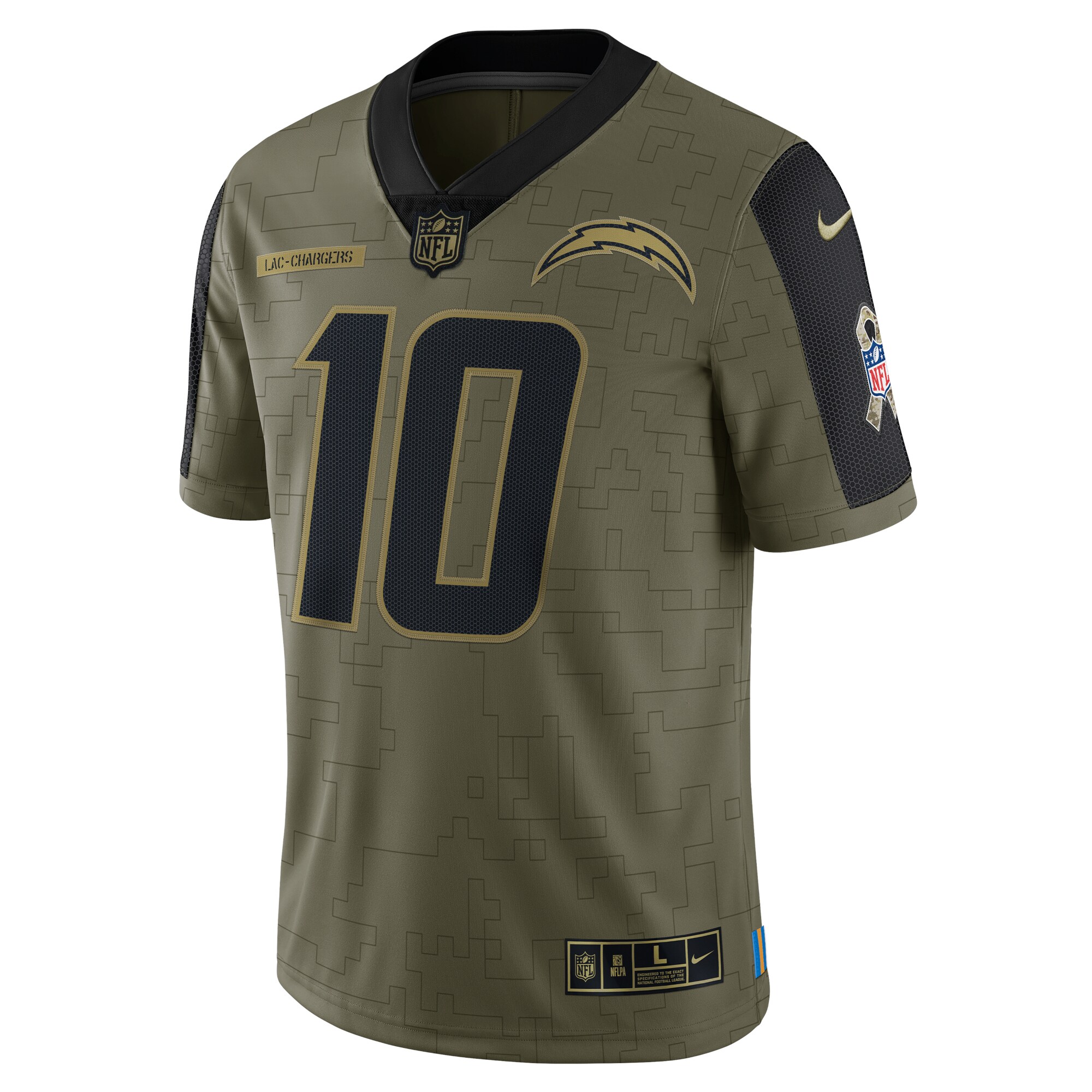 Justin Herbert Los Angeles Chargers  2021 Salute To Service Limited Player Jersey - Olive