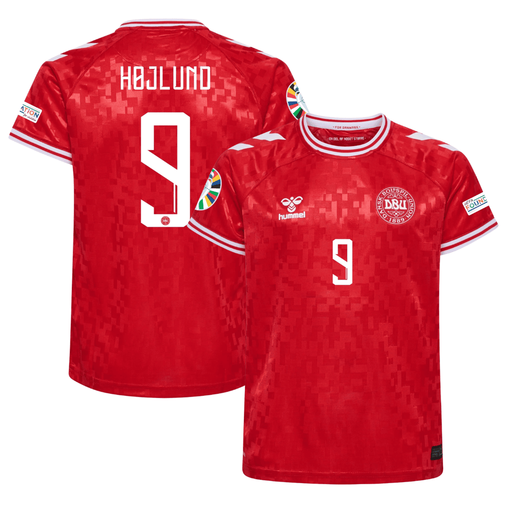 Rasmus Højlund 9 Denmark National Team 2024 Home Stadium YOUTH Jersey - Red