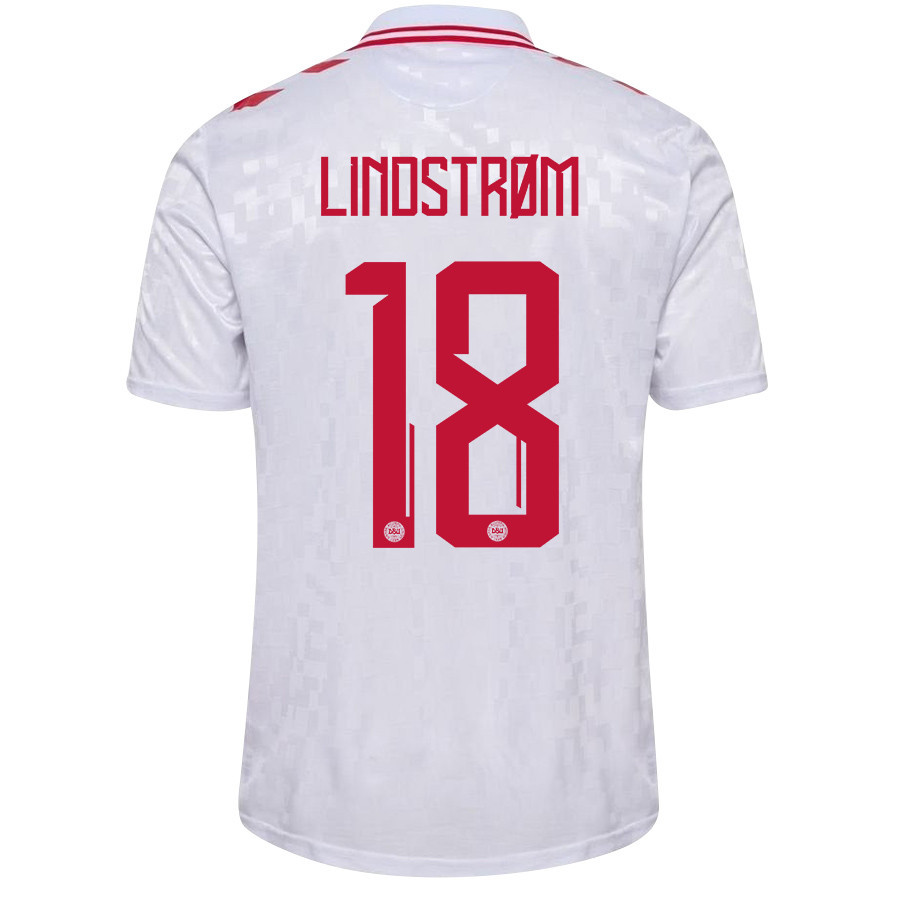 Jesper Lindstrøm 18 Denmark National Team 2024/25 Away Men Jersey - White