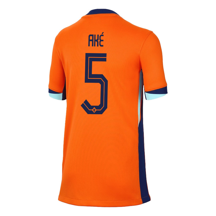 Nathan Aké 5 Netherlands National Team 2024/25 Home YOUTH Jersey - Orange