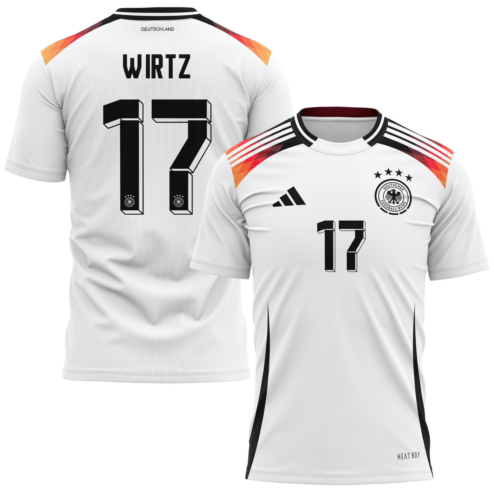 Florian Wirtz 17 Germany National Team 2024 Home Kits AOP T-shirt - White
