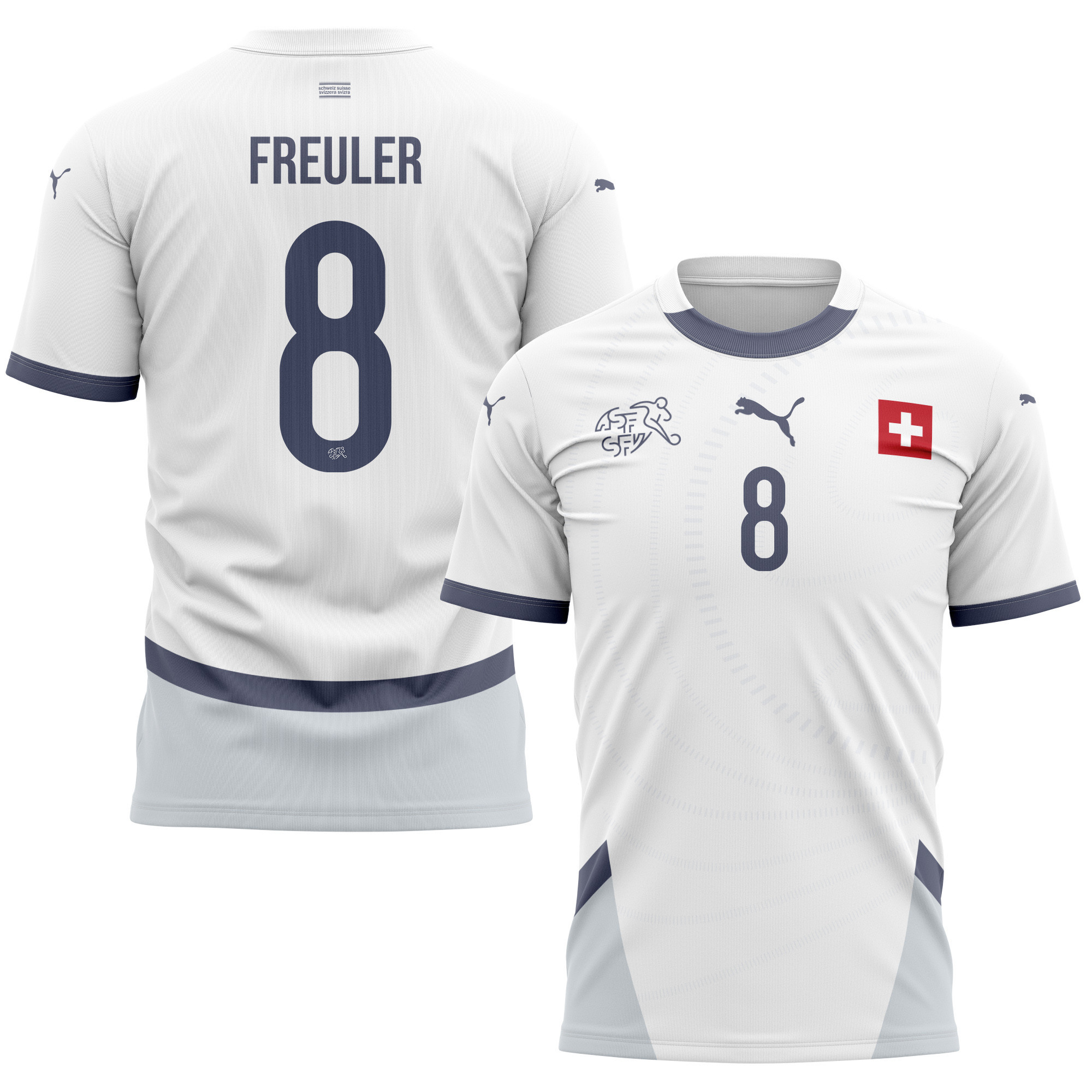 Remo Freuler 8 Switzerland National Team 2024/25 Away Kits AOP T-shirt - White