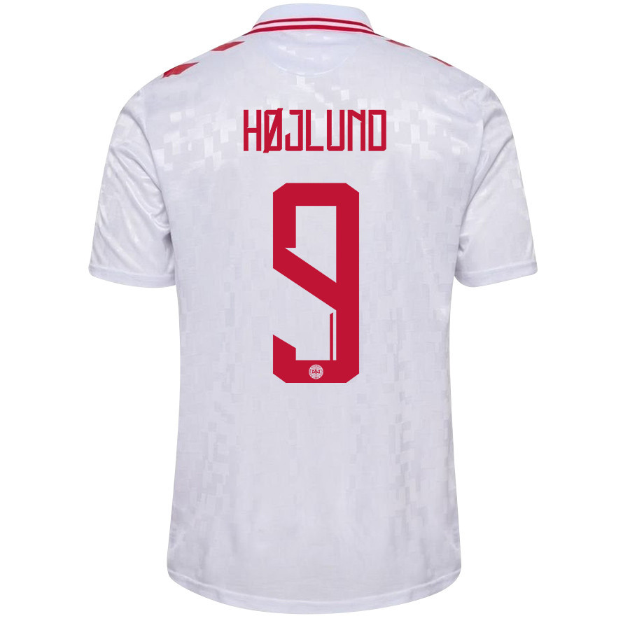 Rasmus Højlund 9 Denmark National Team 2024/25 Away Men Jersey - White