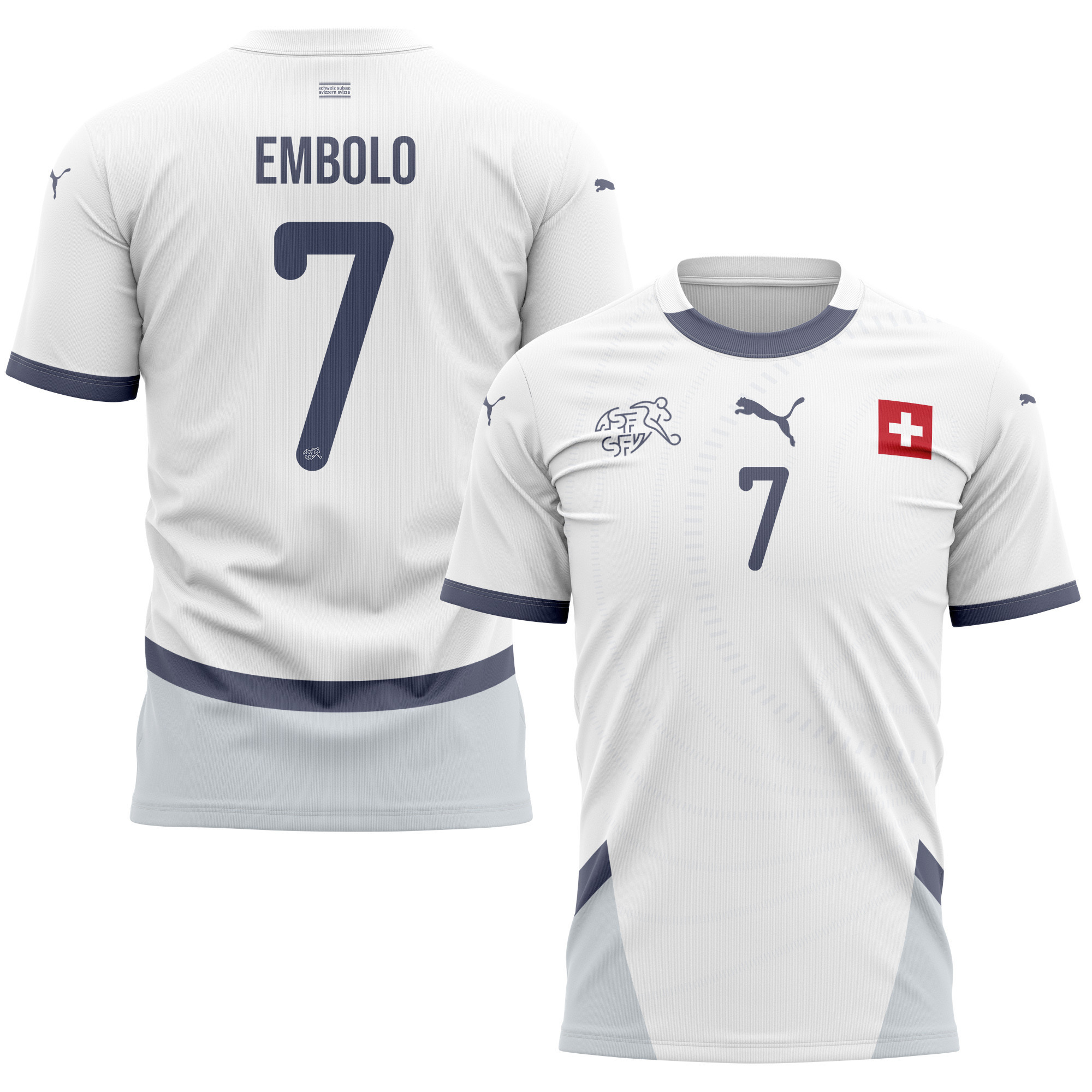 Breel Embolo 7 Switzerland National Team 2024/25 Away Kits AOP T-shirt - White