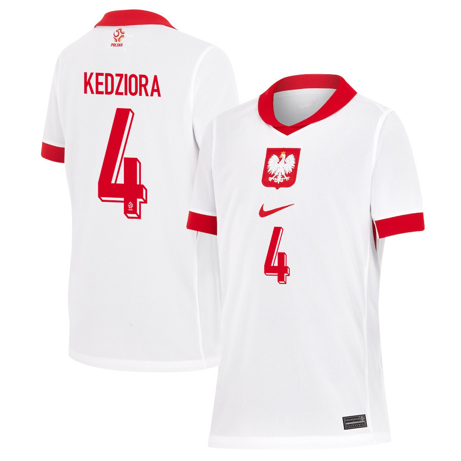Tomasz Kędziora 4 Poland National Team 2024/25 Home YOUTH Jersey - White