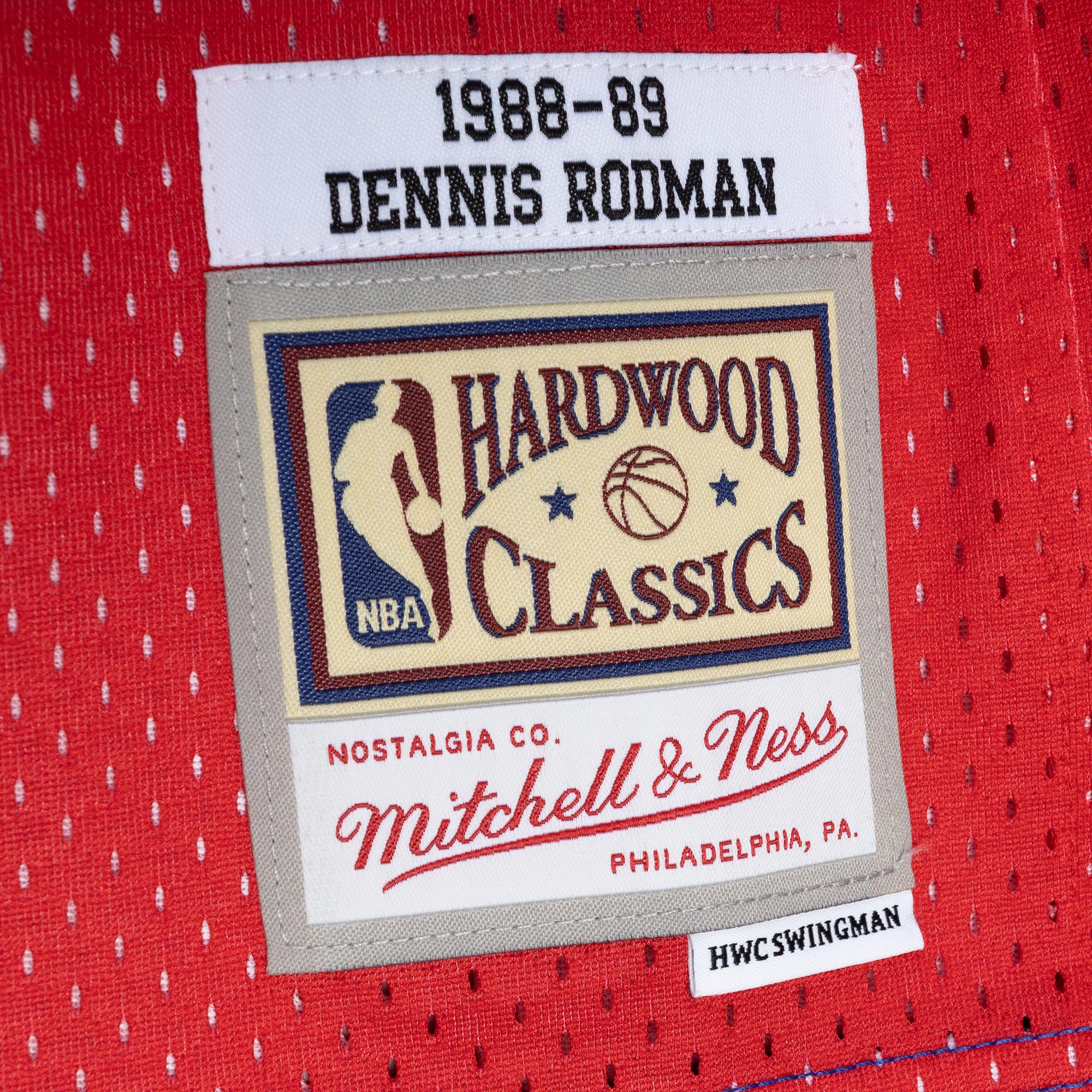 Dennis Rodman Detroit Pistons Mitchell & Ness Hardwood Classics 1988\/89 Split Swingman Jersey - Blue\/Red