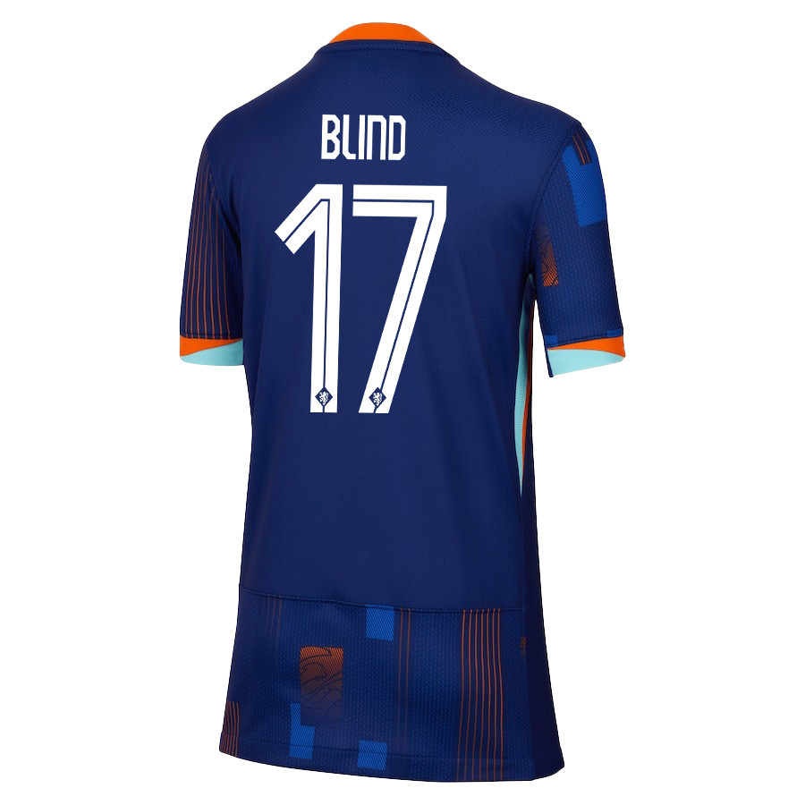 Daley Blind 17 Netherlands National Team 2024/25 Away YOUTH Jersey - Navy
