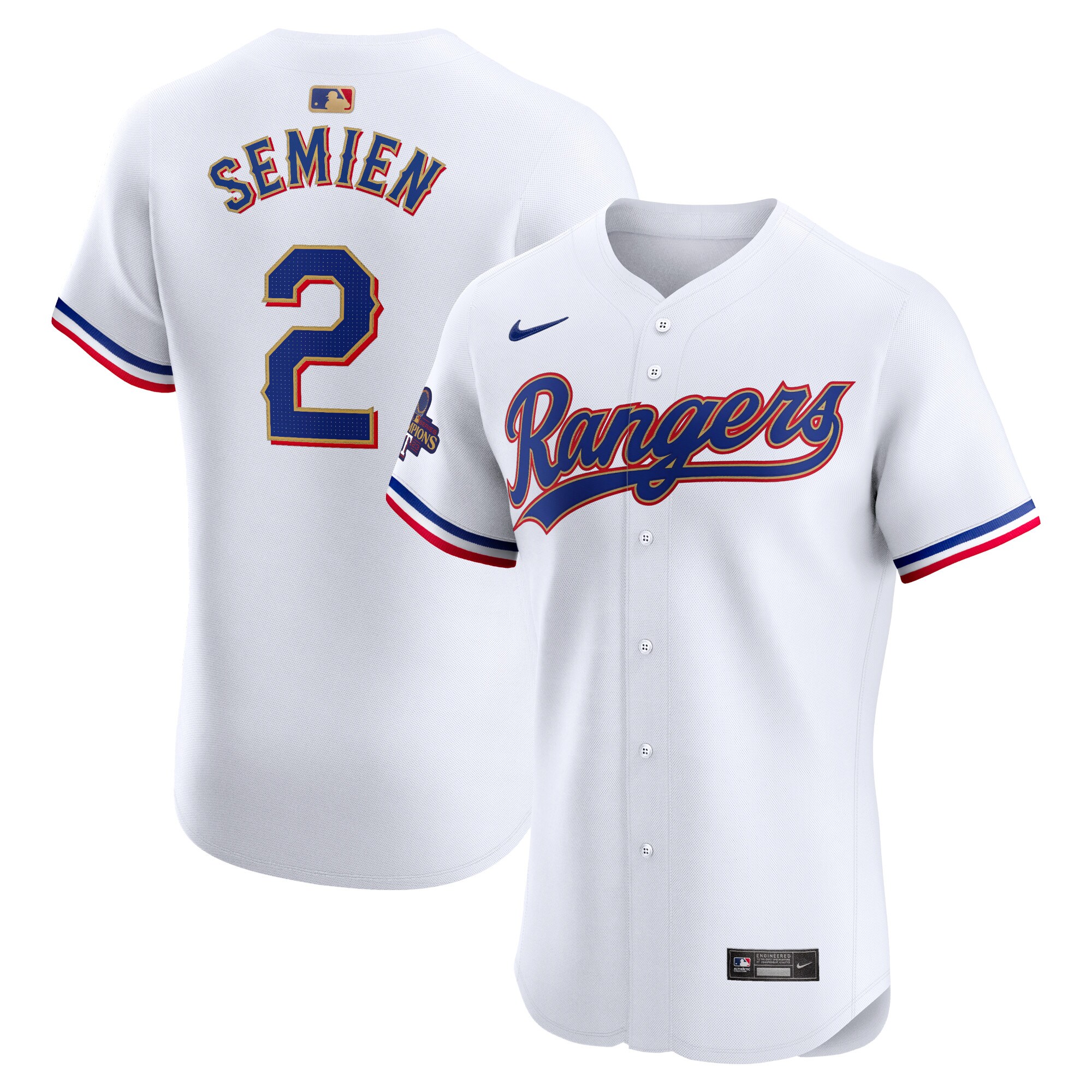 Marcus Semien Texas Rangers  2024 Gold Collection Elite Player Jersey\u00c2\u00a0\u00e2\u20ac\u201c White