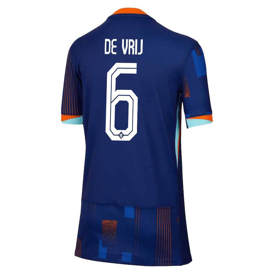 Stefan de Vrij 6 Netherlands National Team 2024/25 Away YOUTH Jersey - Navy