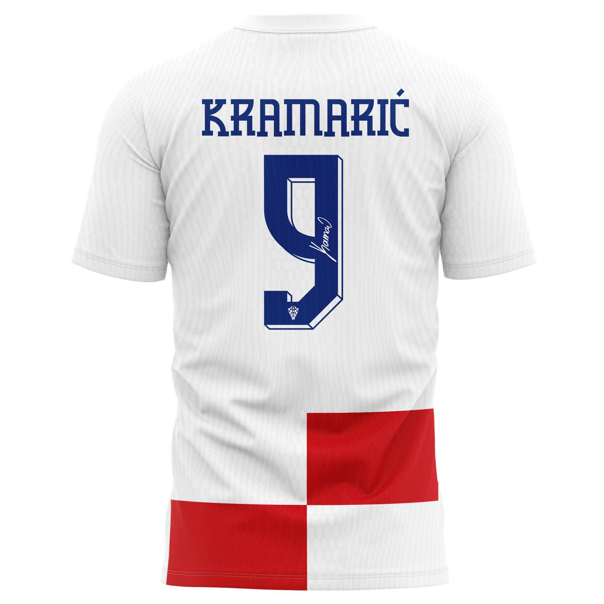 Andrej Kramarić 9 Signed Croatia National Team 2024/25 Home Kits AOP T-shirt Autographed - White