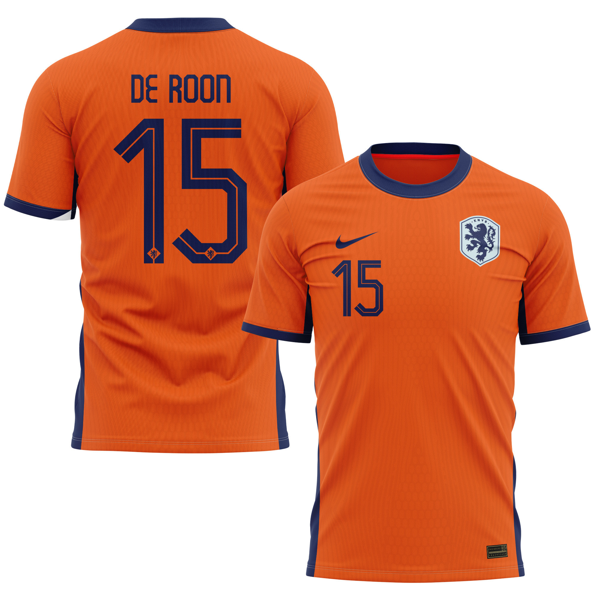 Marten de Roon 15 Netherlands National Team 2024 Home Kits AOP T-shirt - Orange