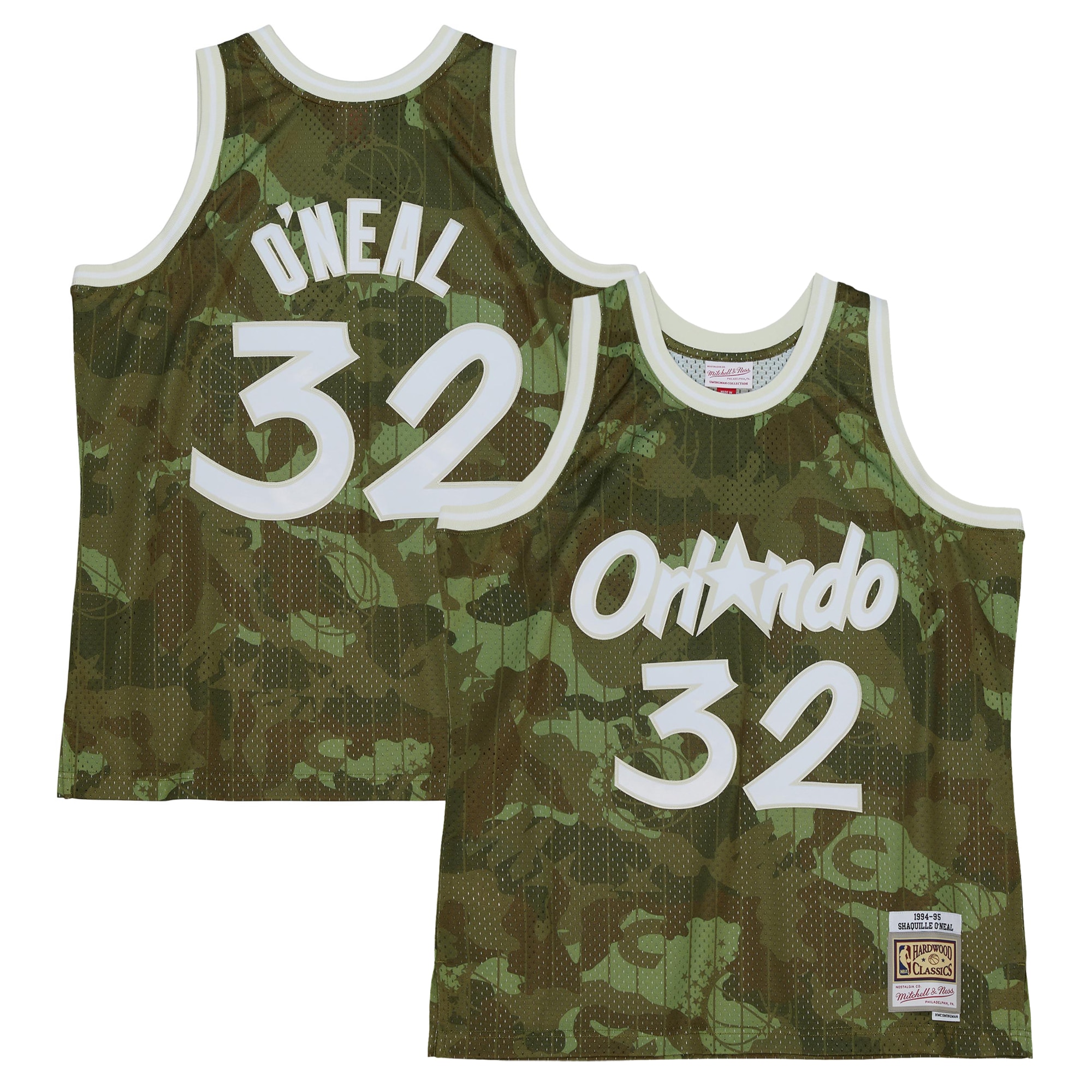 Shaquille O'Neal Orlando Magic Mitchell & Ness Hardwood Classics 1994\/95 Ghost Green Swingman Jersey - Camo