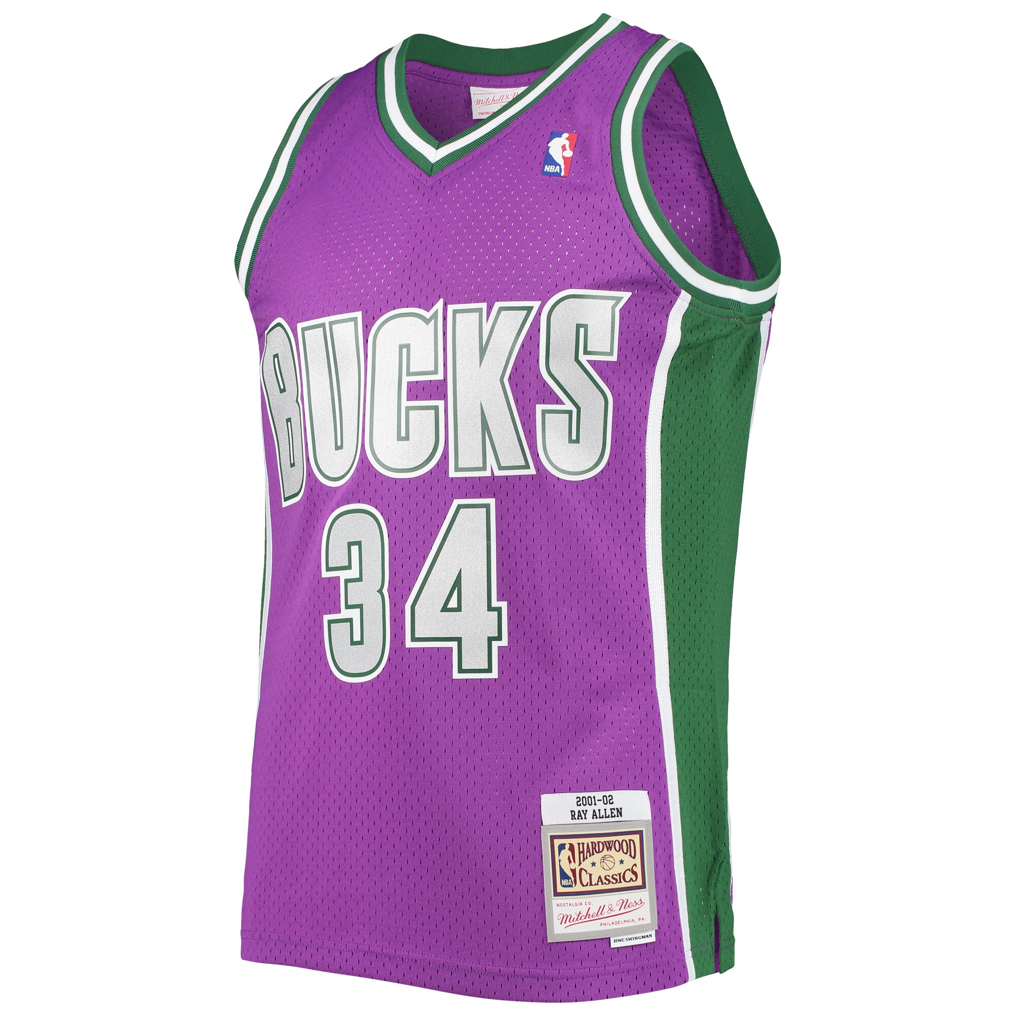 Ray Allen Milwaukee Bucks Mitchell & Ness 2001\/02 Hardwood Classics Swingman Jersey - Purple