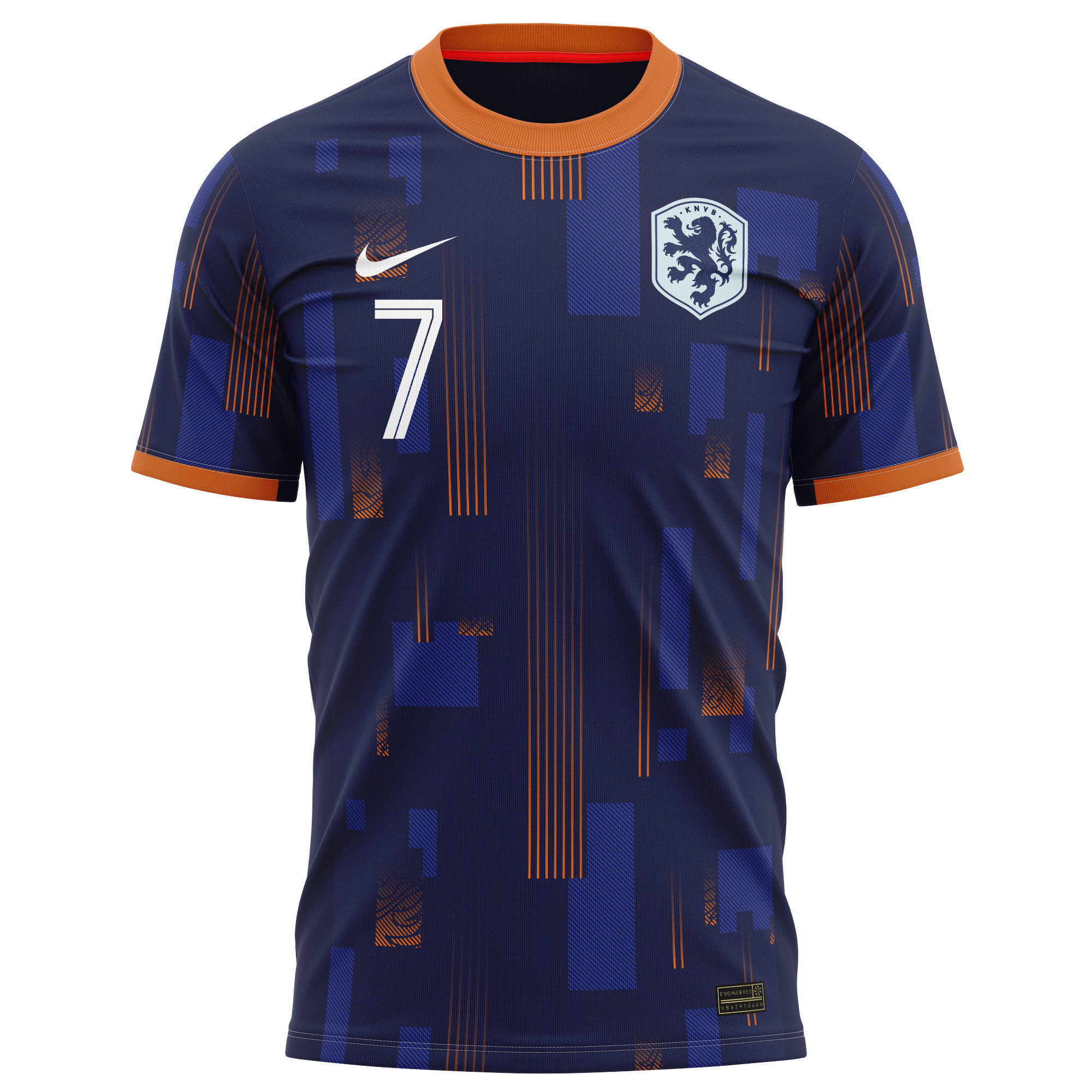 Mats Wieffer 7 Netherlands National Team 2024 Away Kits AOP T-shirt - Navy